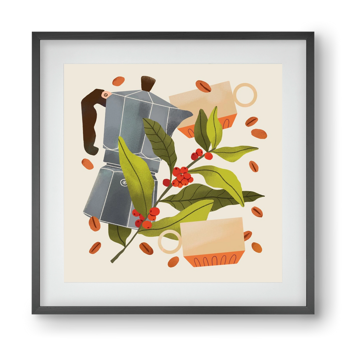 Coffee, 40x40 cm (30x30 cm), Fekete keret, paszpartuval