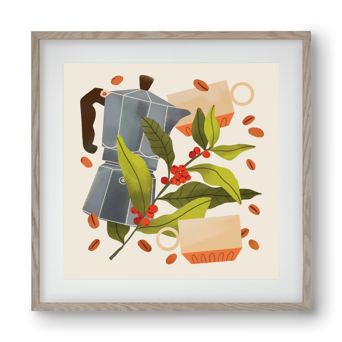 Coffee, 40x40 cm (30x30 cm), Tölgy keret, paszpartuval