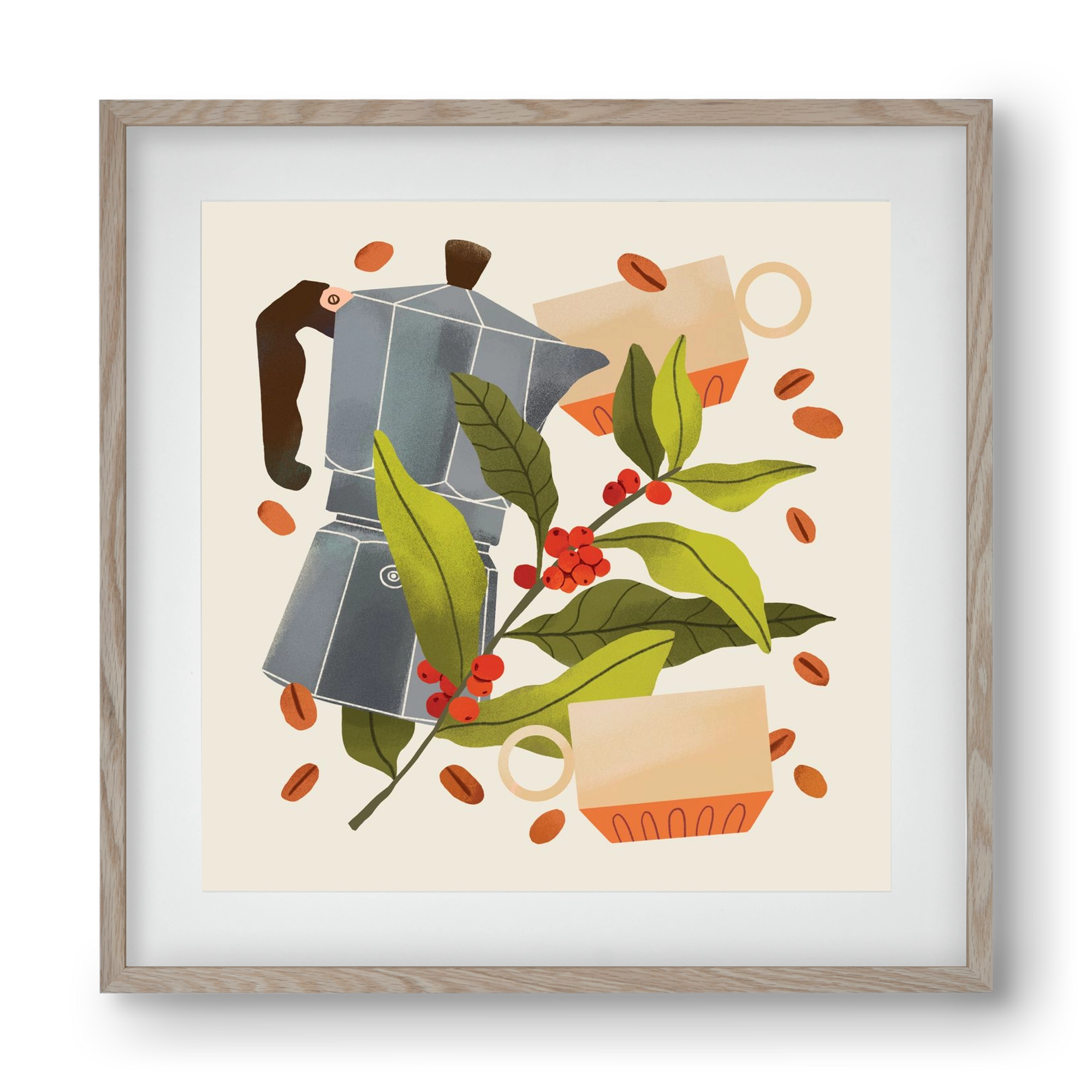 Coffee, 40x40 cm (30x30 cm), Tölgy keret, paszpartuval