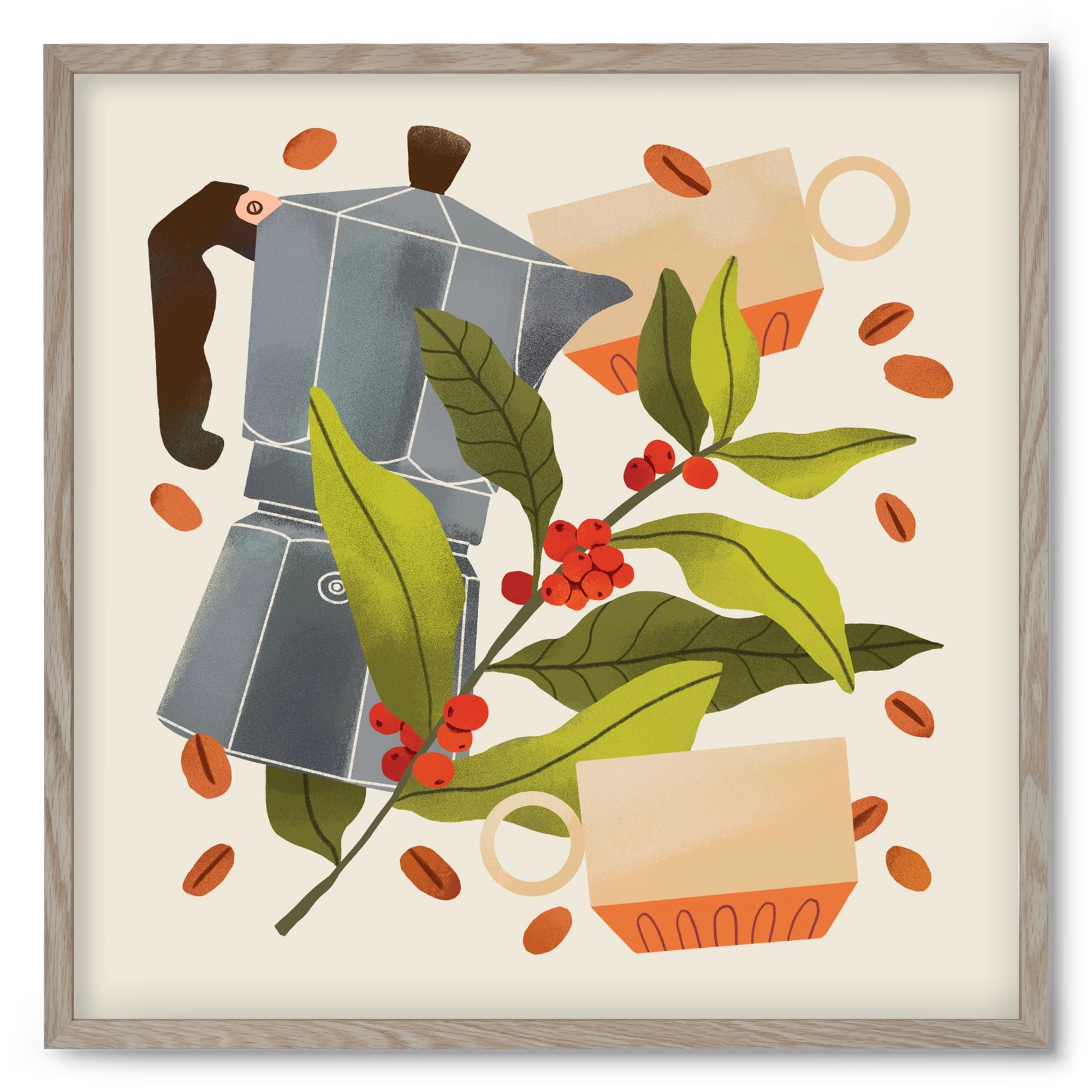 Coffee, 50x50 cm (50x50 cm), Tölgy keret