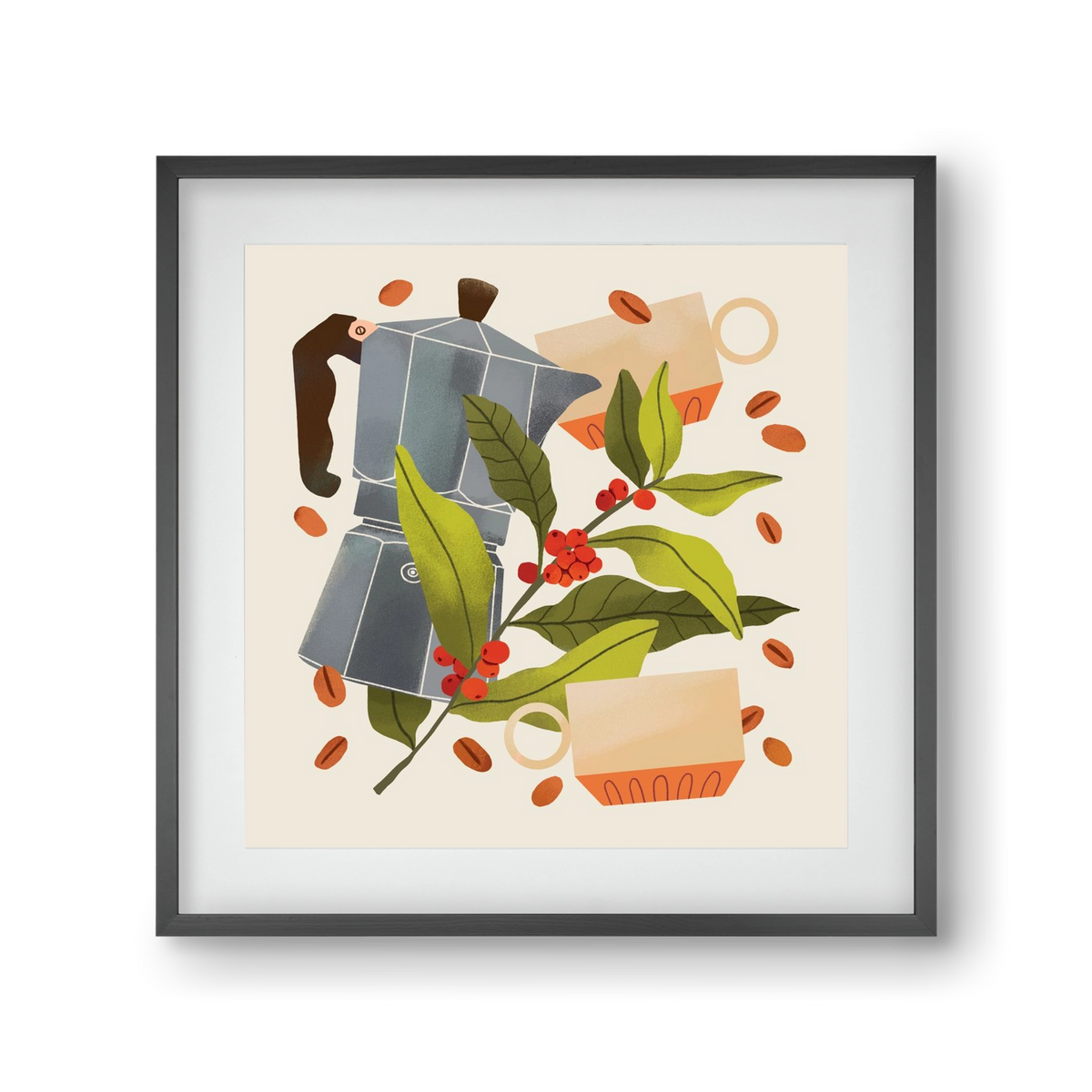 Coffee, 30x30 cm (20x20 cm), Fekete keret, paszpartuval