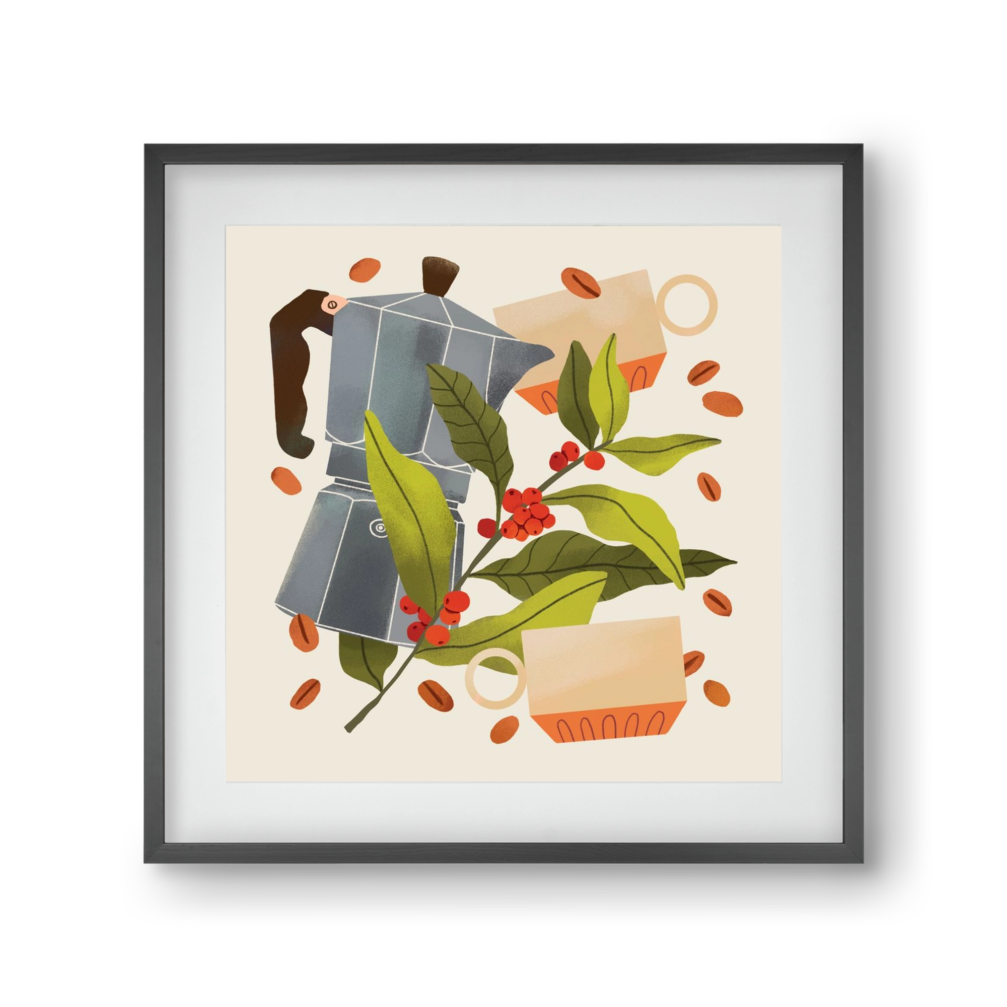 Coffee, 30x30 cm (20x20 cm), Fekete keret, paszpartuval