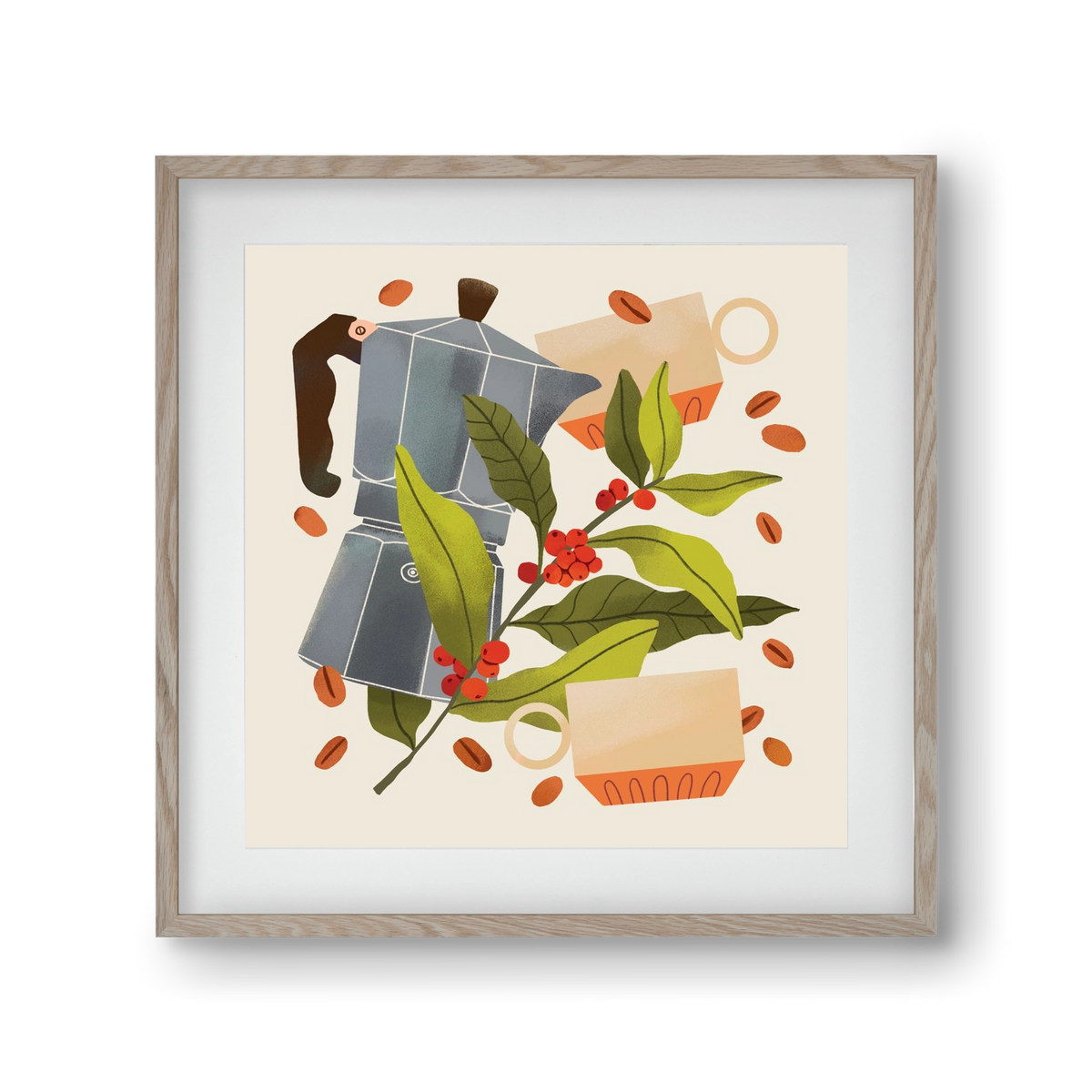 Coffee, 30x30 cm (20x20 cm), Tölgy keret, paszpartuval