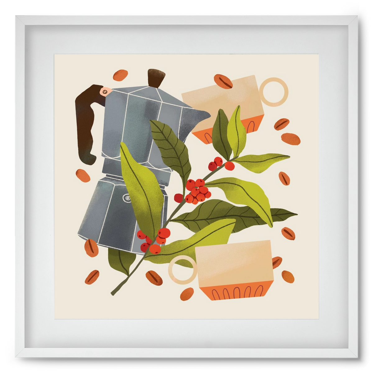 Coffee, 50x50 cm (40x40 cm), Fehér keret, paszpartuval