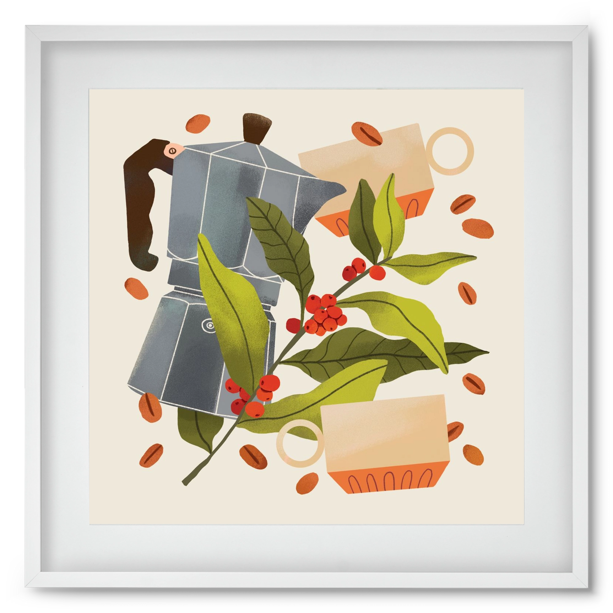 Coffee, 50x50 cm (40x40 cm), Fehér keret, paszpartuval