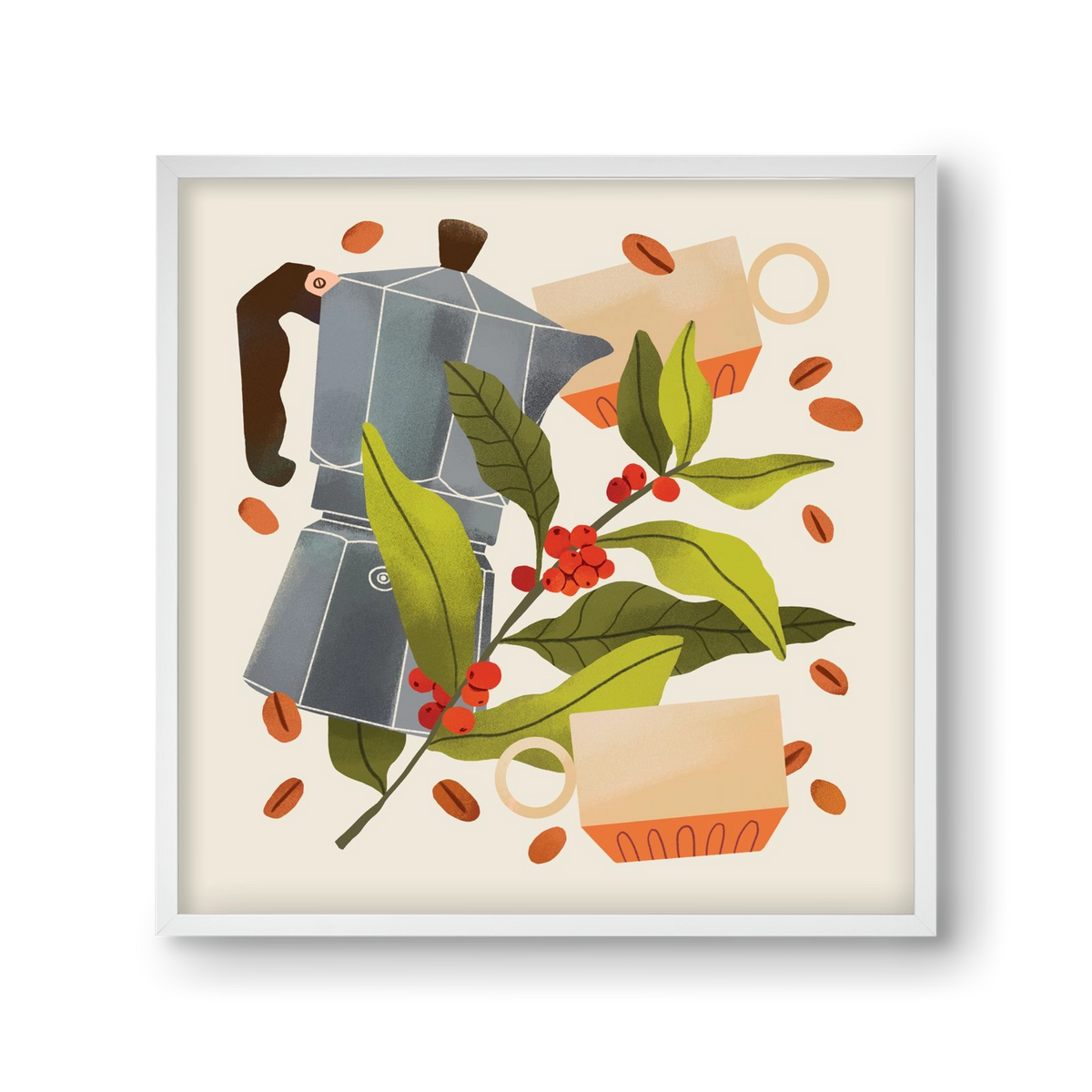 Coffee, 30x30 cm (30x30 cm), Fehér keret