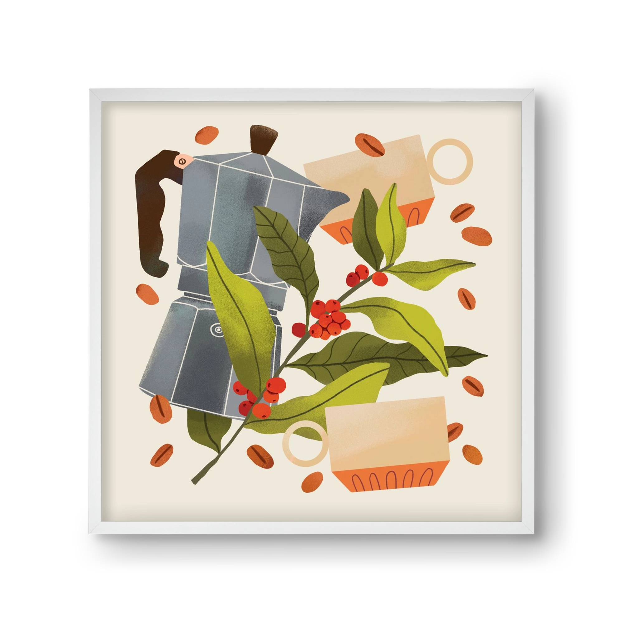 Coffee, 30x30 cm (30x30 cm), Fehér keret