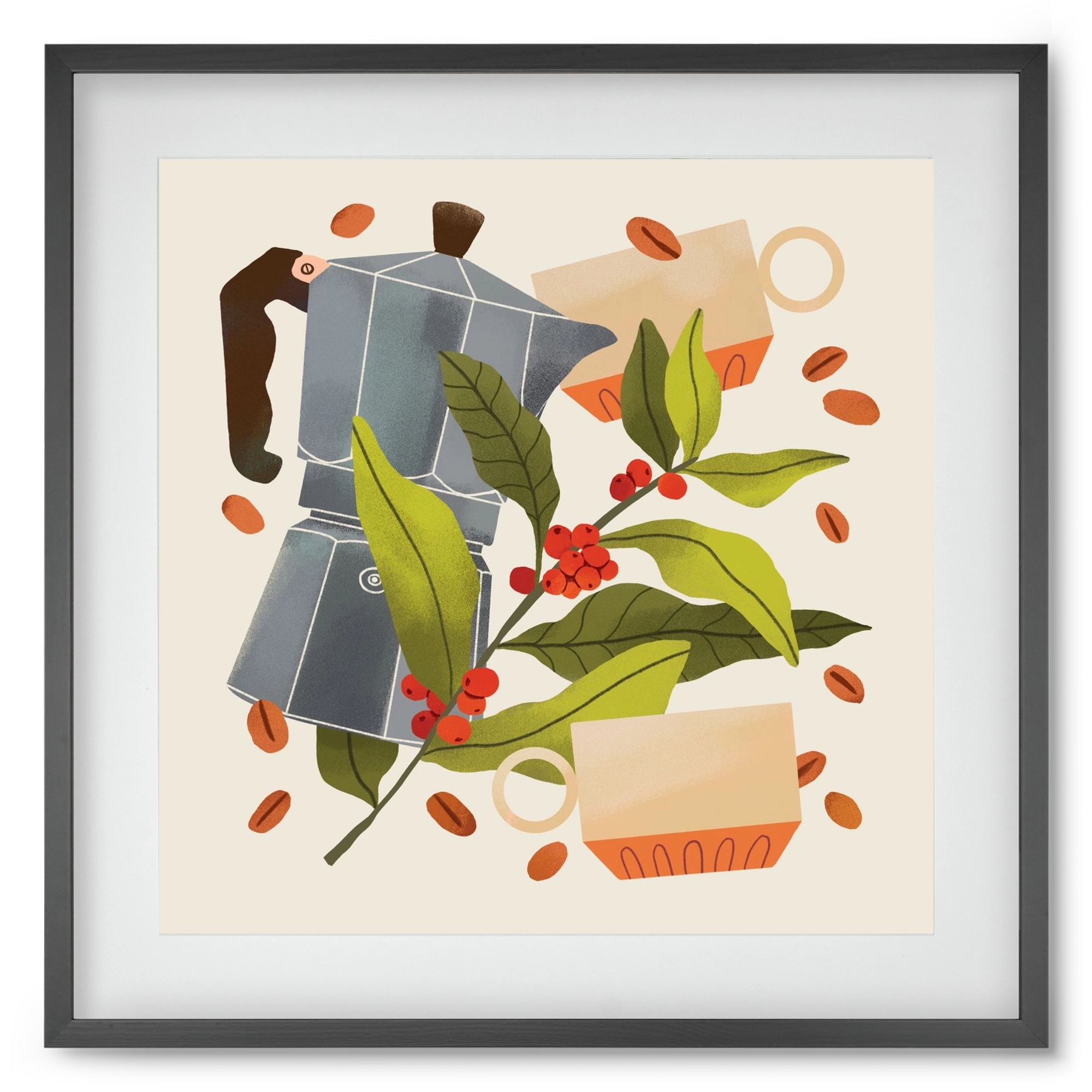 Coffee, 50x50 cm (40x40 cm), Fekete keret, paszpartuval