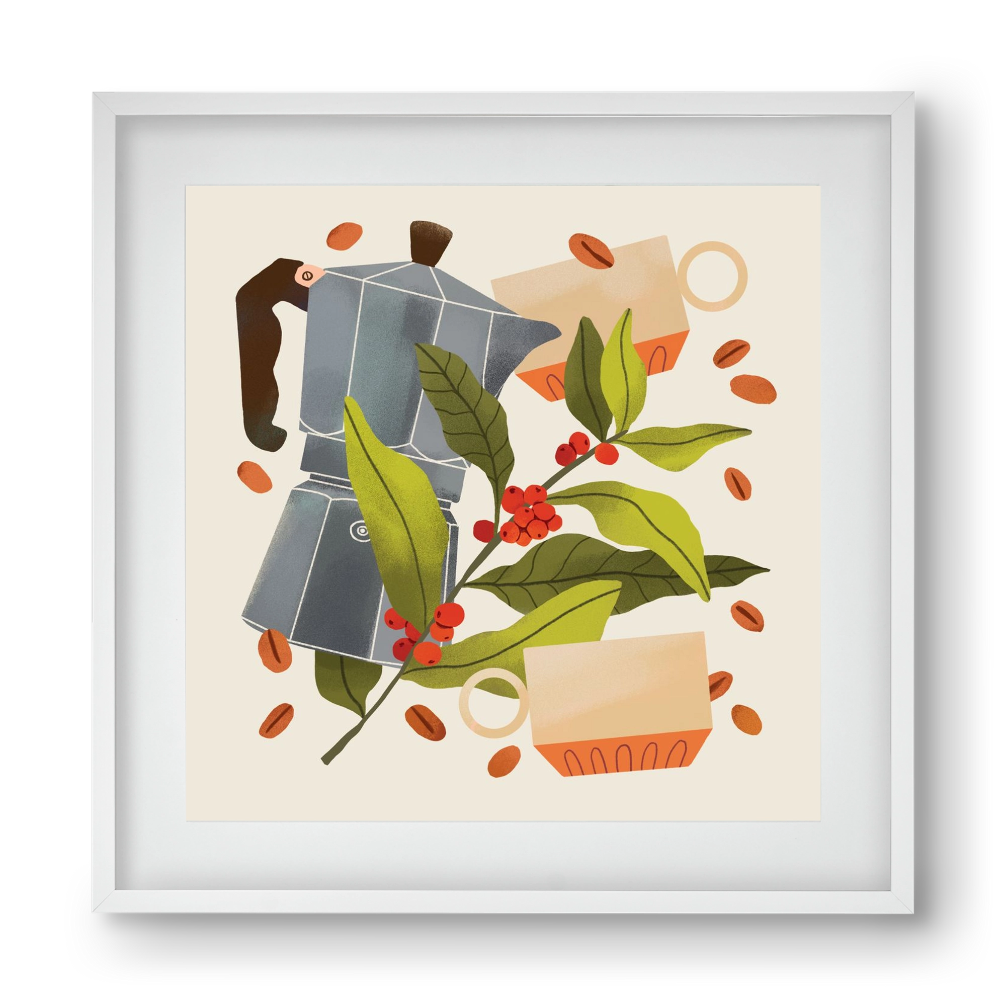 Coffee, 40x40 cm (30x30 cm), Fehér keret, paszpartuval