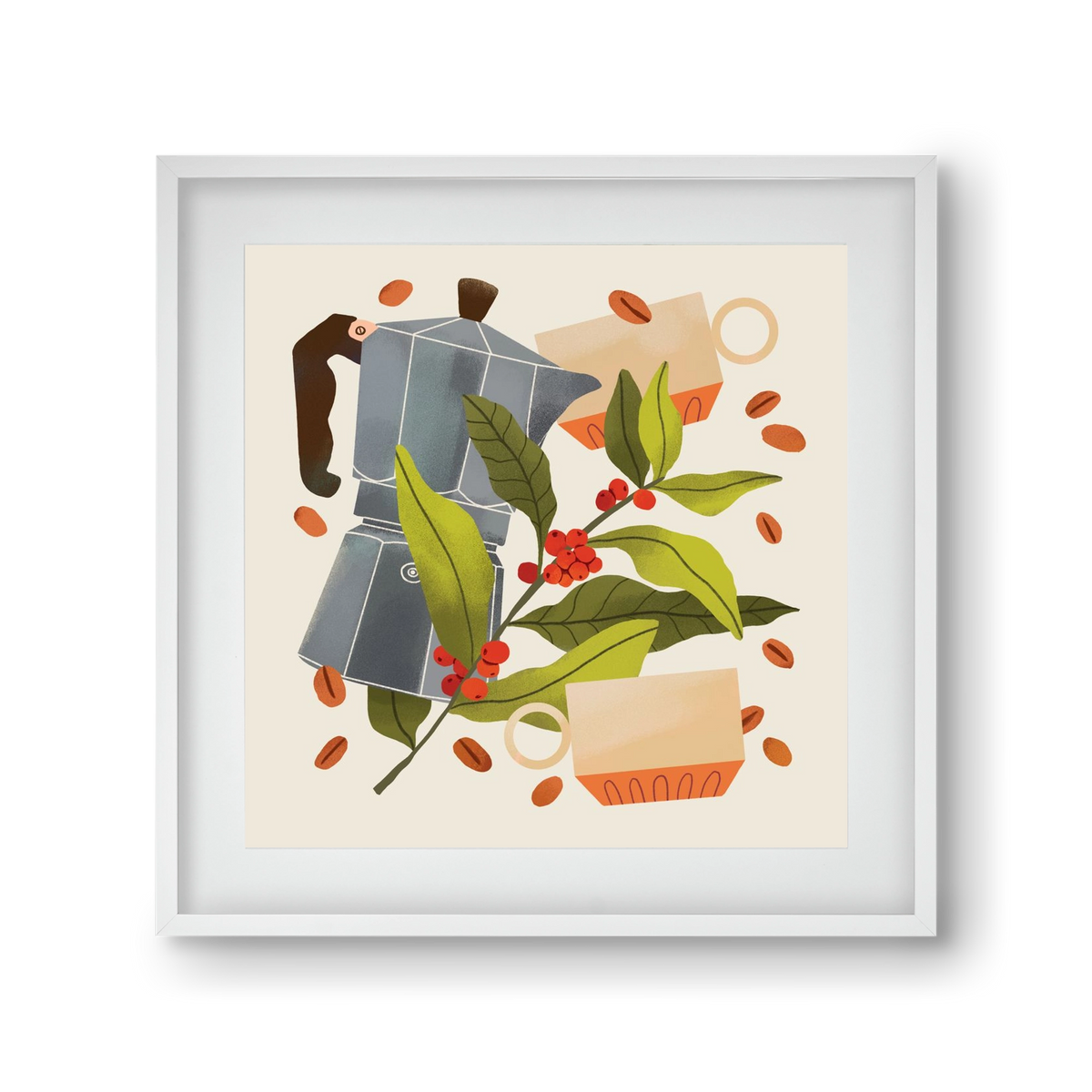 Coffee, 30x30 cm (20x20 cm), Fehér keret, paszpartuval