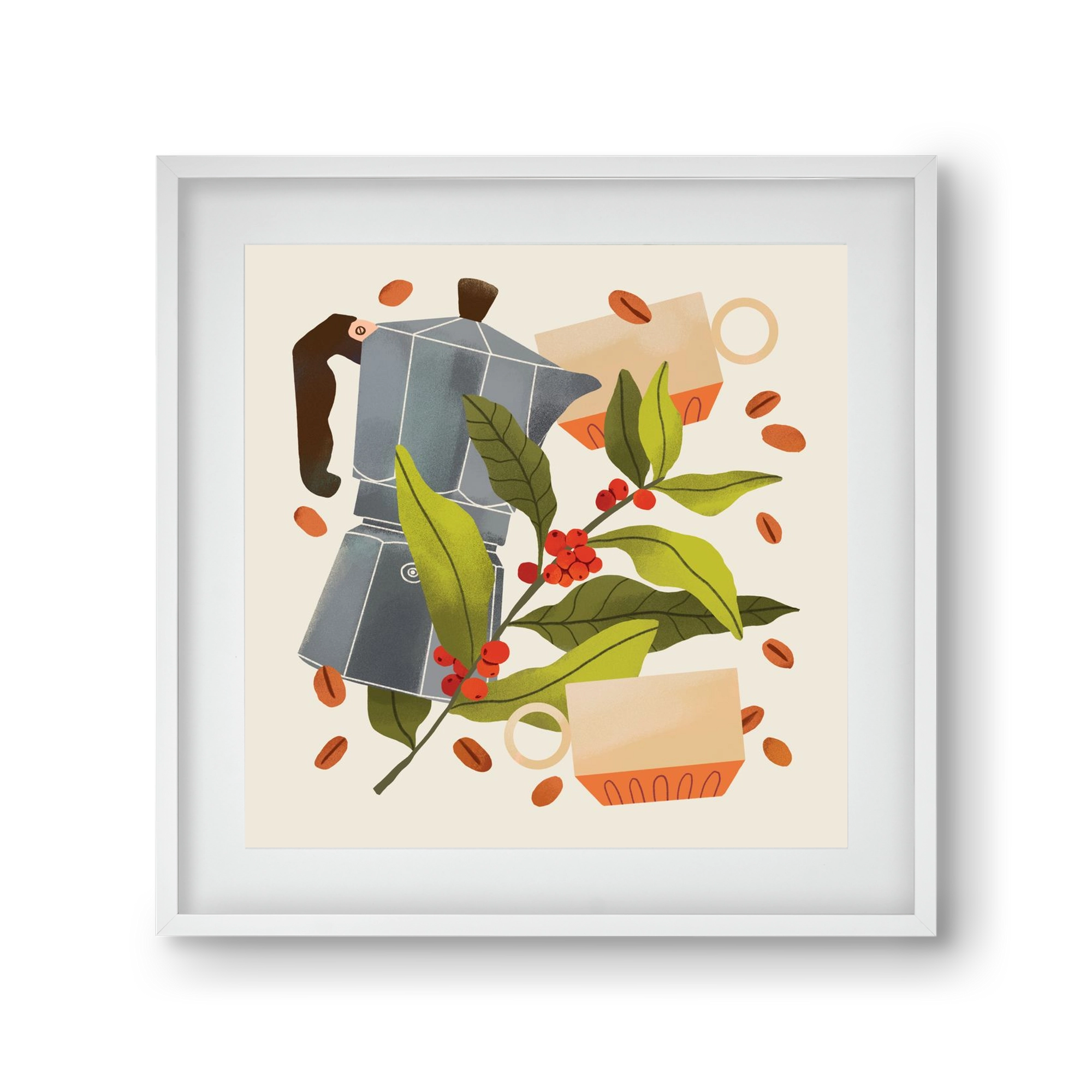 Coffee, 30x30 cm (20x20 cm), Fehér keret, paszpartuval