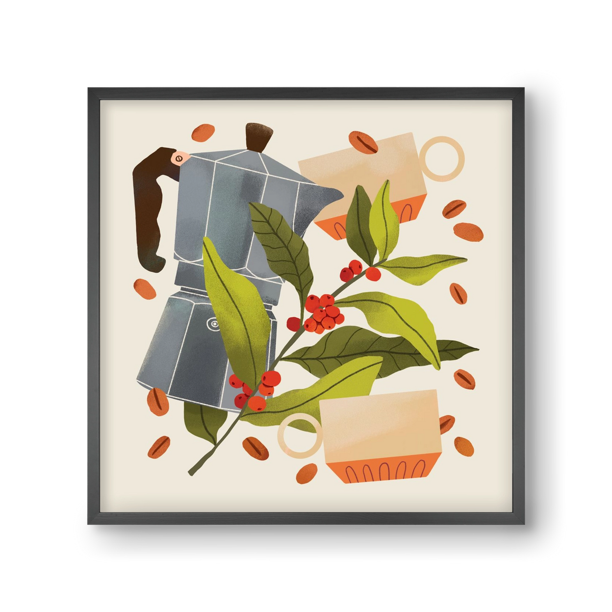 Coffee, 30x30 cm (30x30 cm), Fekete keret