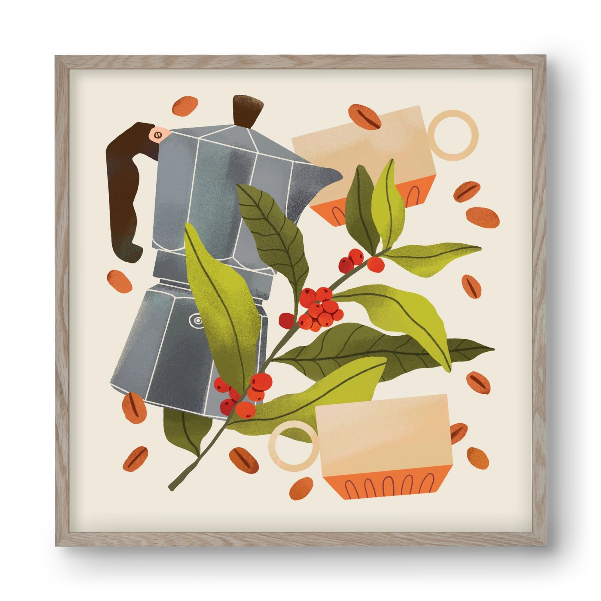 Coffee, 40x40 cm (40x40 cm), Tölgy keret