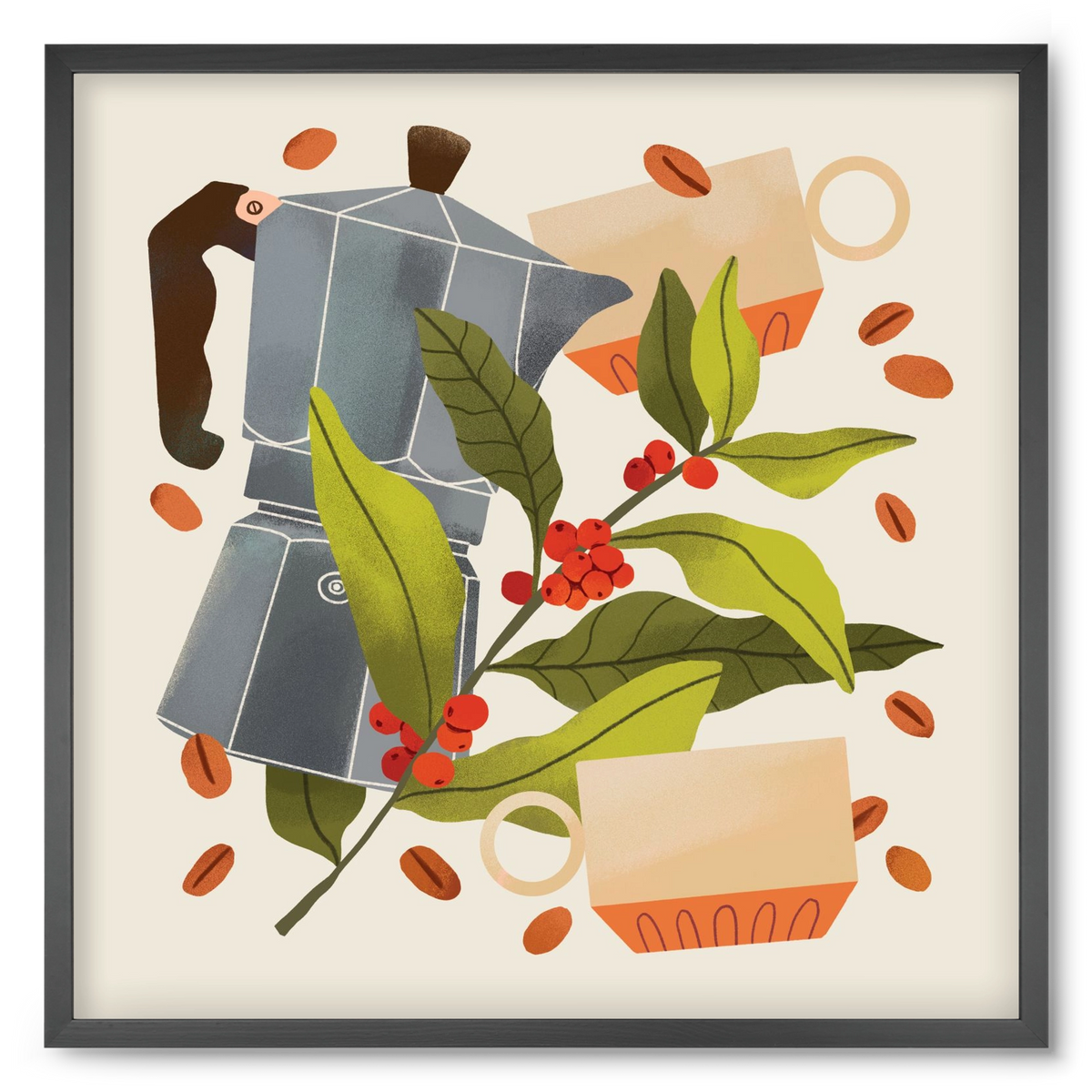 Coffee, 50x50 cm (50x50 cm), Fekete keret