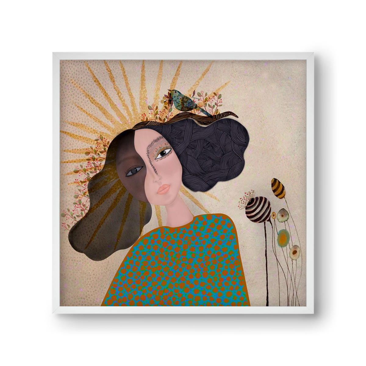 Meadow Girl, 30x30 cm (30x30 cm), Fehér keret