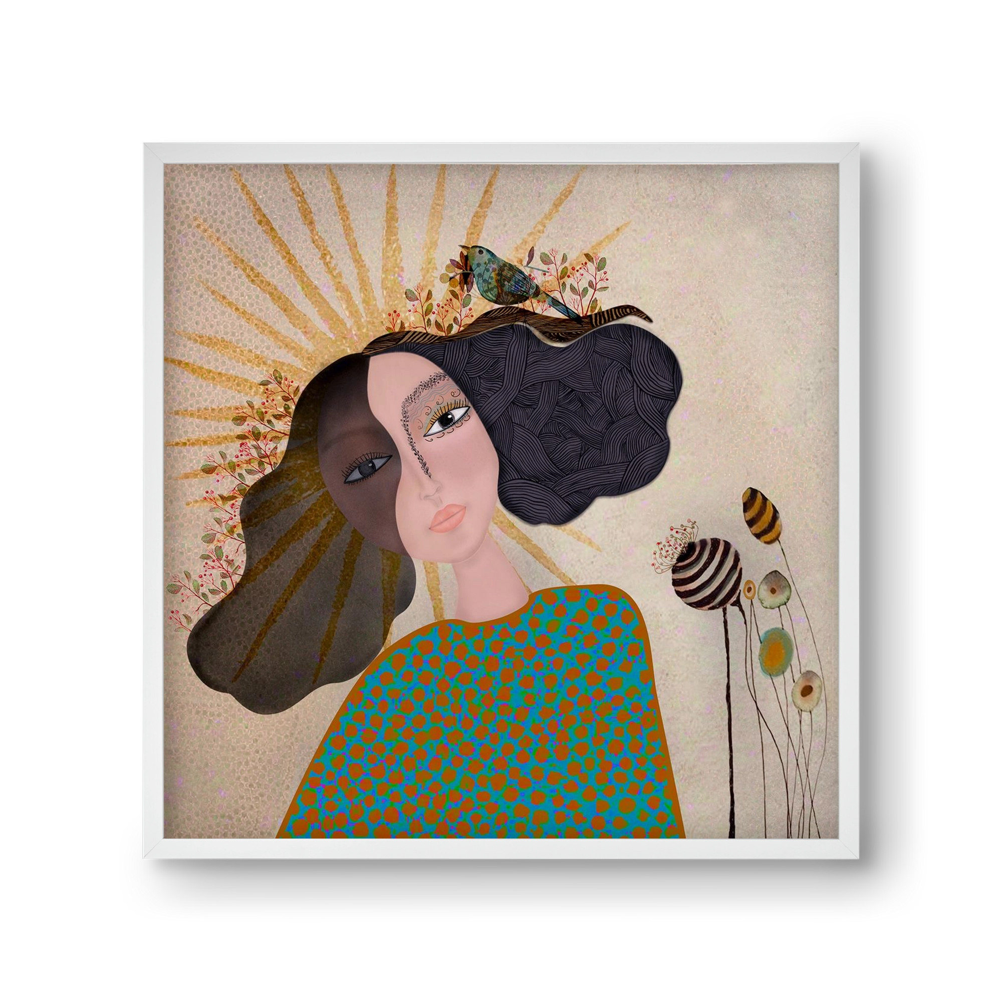 Meadow Girl, 30x30 cm (30x30 cm), Fehér keret