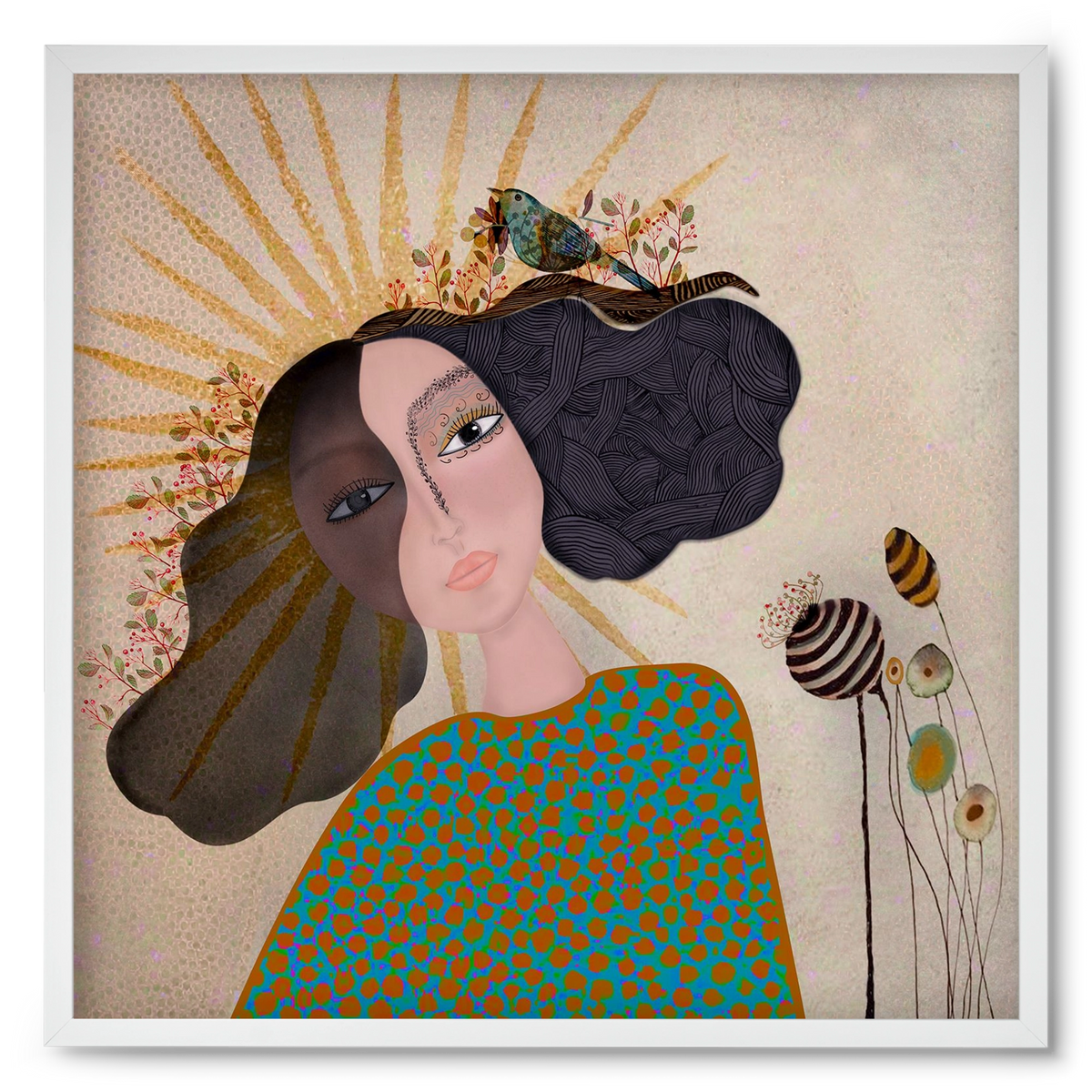 Meadow Girl, 50x50 cm (50x50 cm), Fehér keret