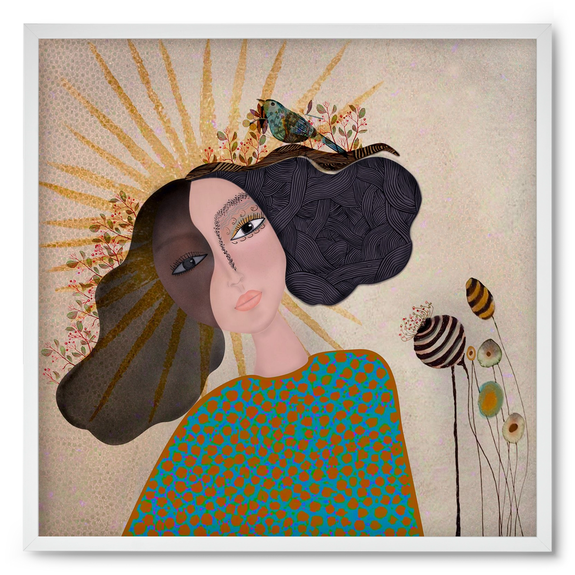 Meadow Girl, 50x50 cm (50x50 cm), Fehér keret