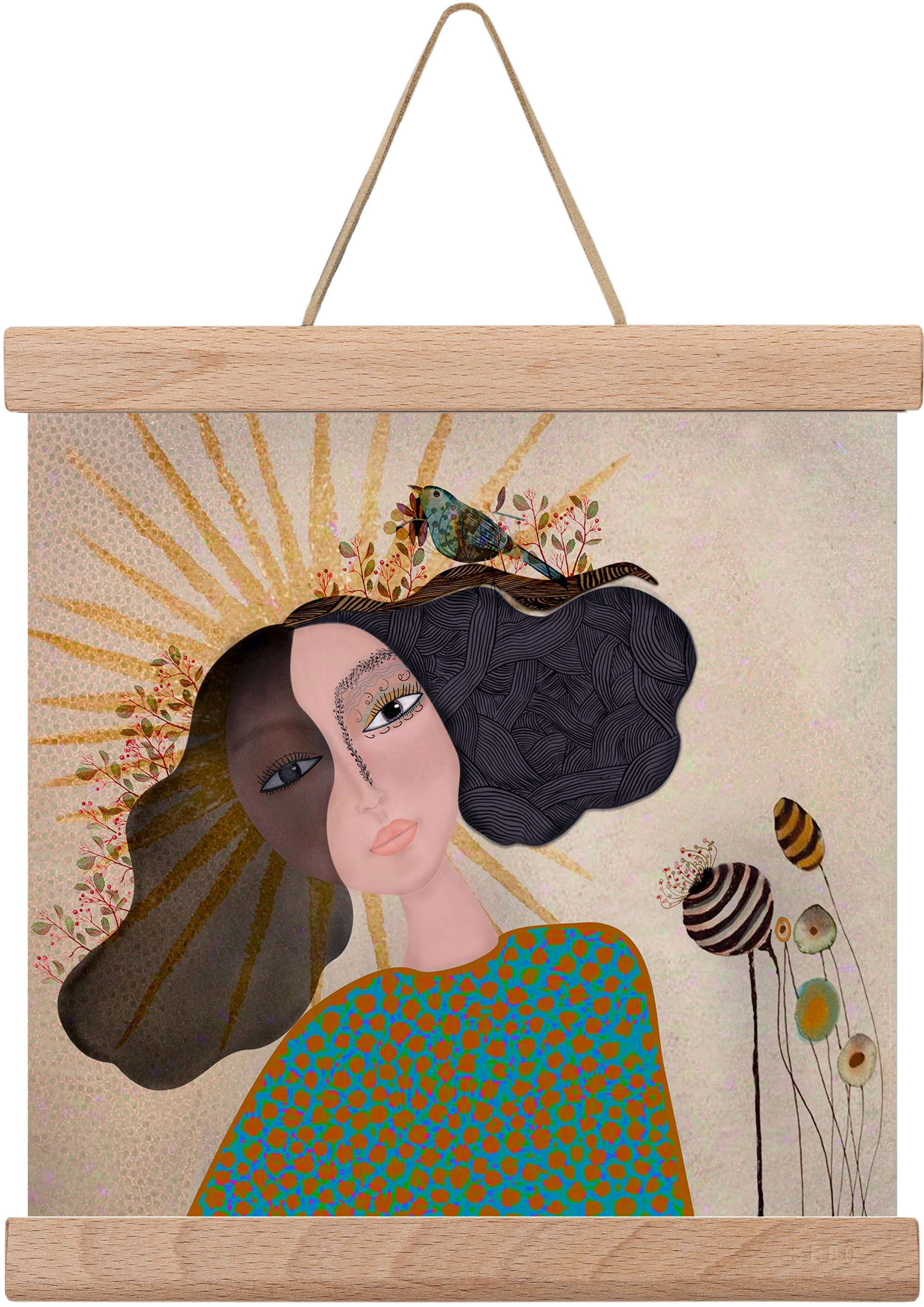 Meadow Girl, 20x20 cm (20x20 cm), Tölgy akasztó