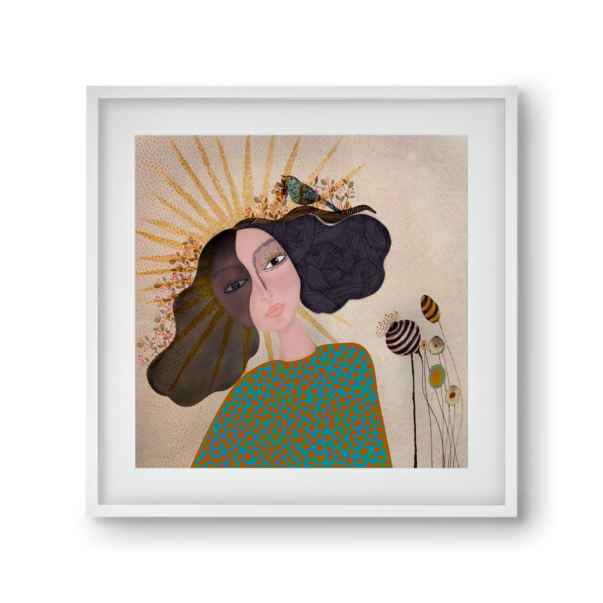 Meadow Girl, 30x30 cm (20x20 cm), Fehér keret, paszpartuval