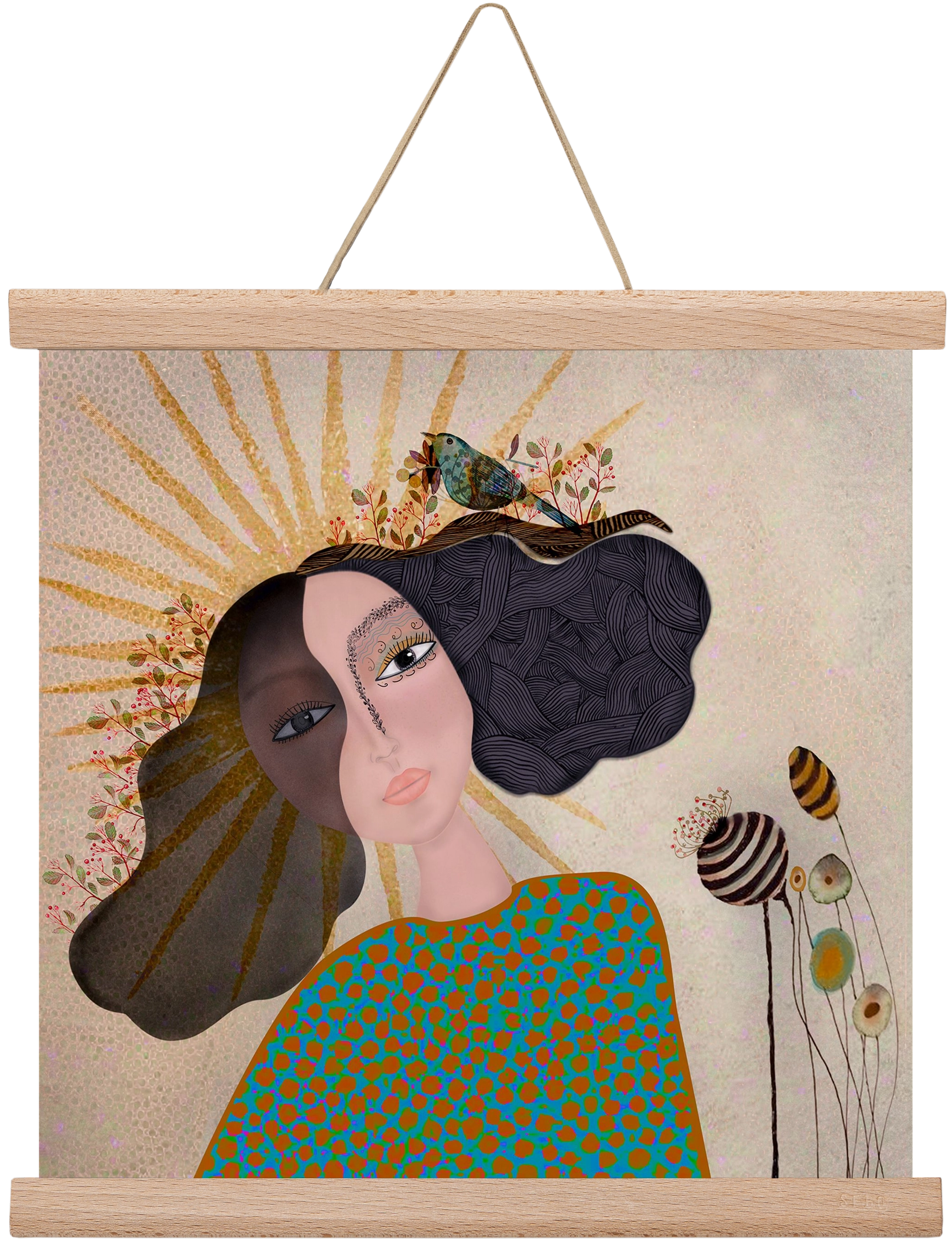 Meadow Girl, 30x30 cm (30x30 cm), Tölgy akasztó