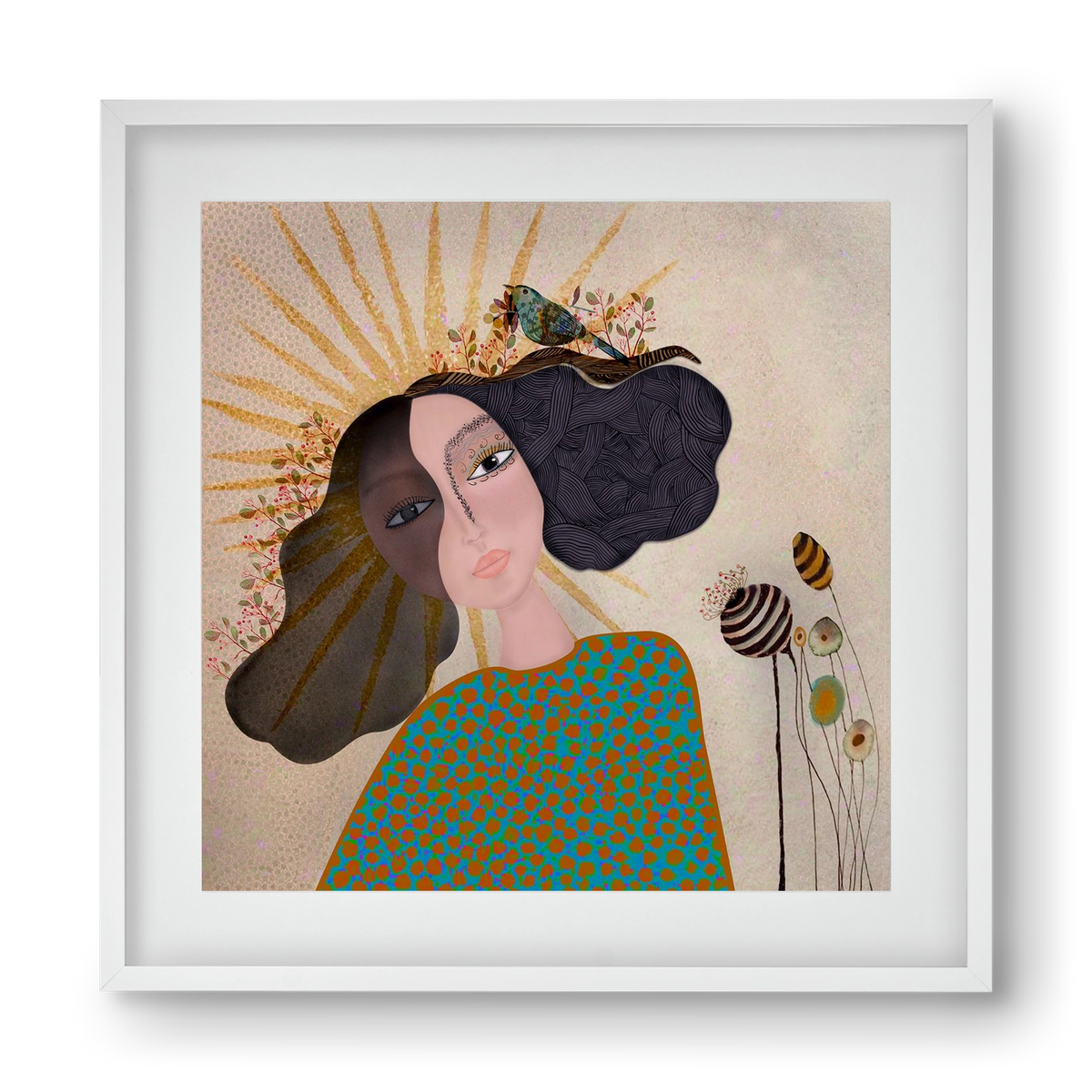 Meadow Girl, 40x40 cm (30x30 cm), Fehér keret, paszpartuval