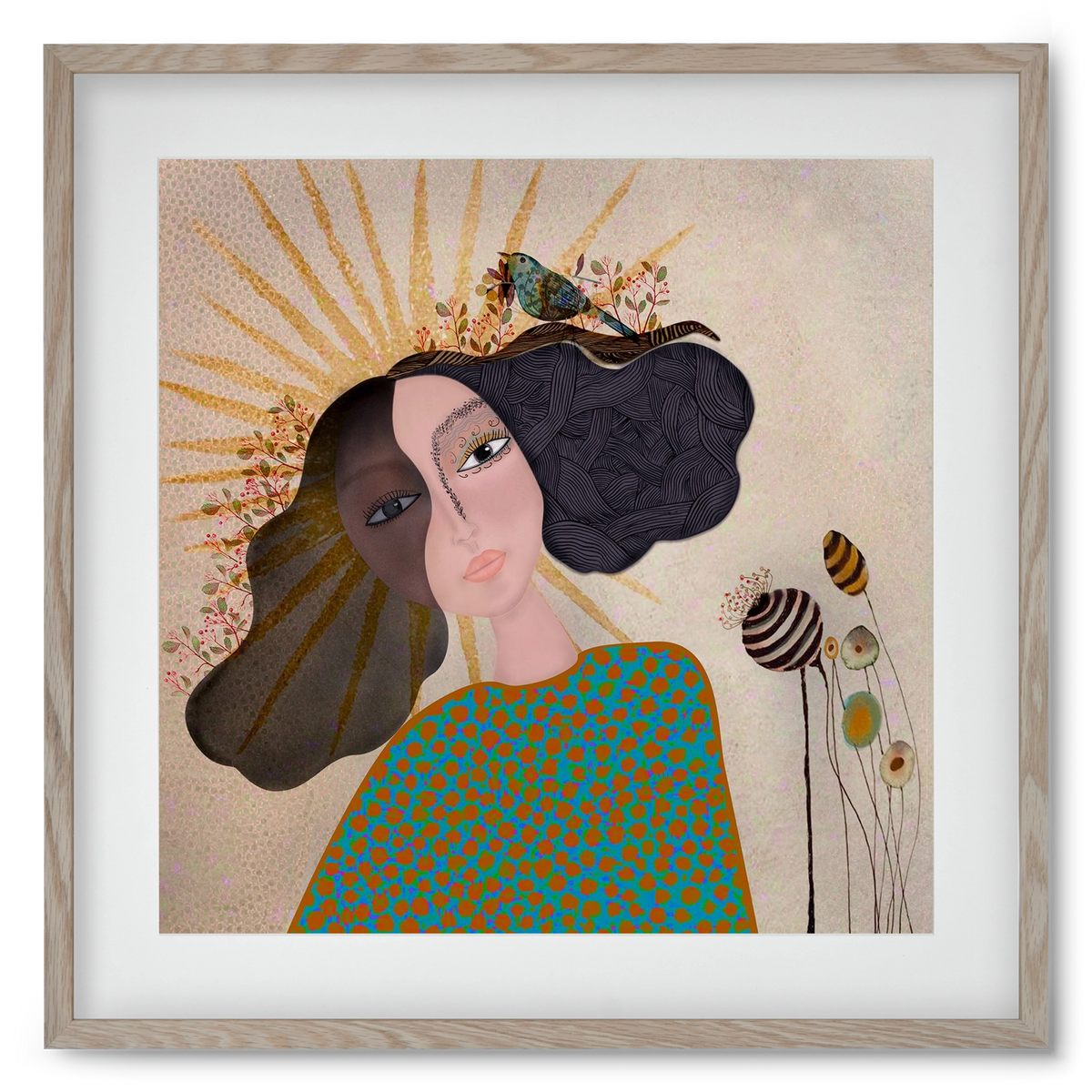 Meadow Girl, 50x50 cm (40x40 cm), Tölgy keret, paszpartuval