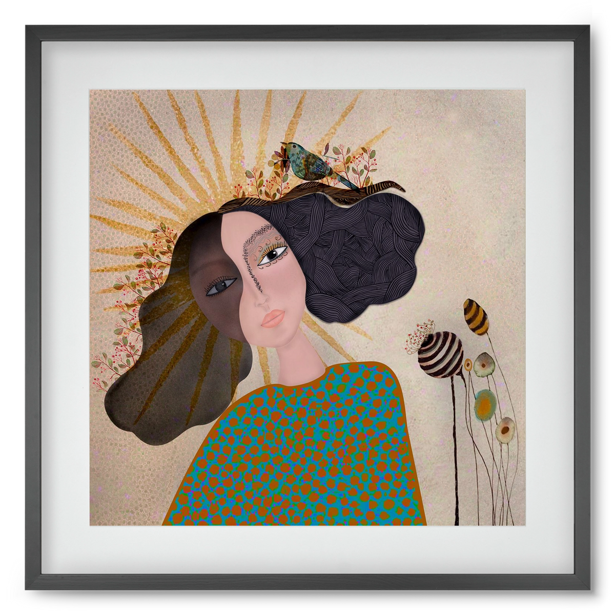 Meadow Girl, 50x50 cm (40x40 cm), Fekete keret, paszpartuval