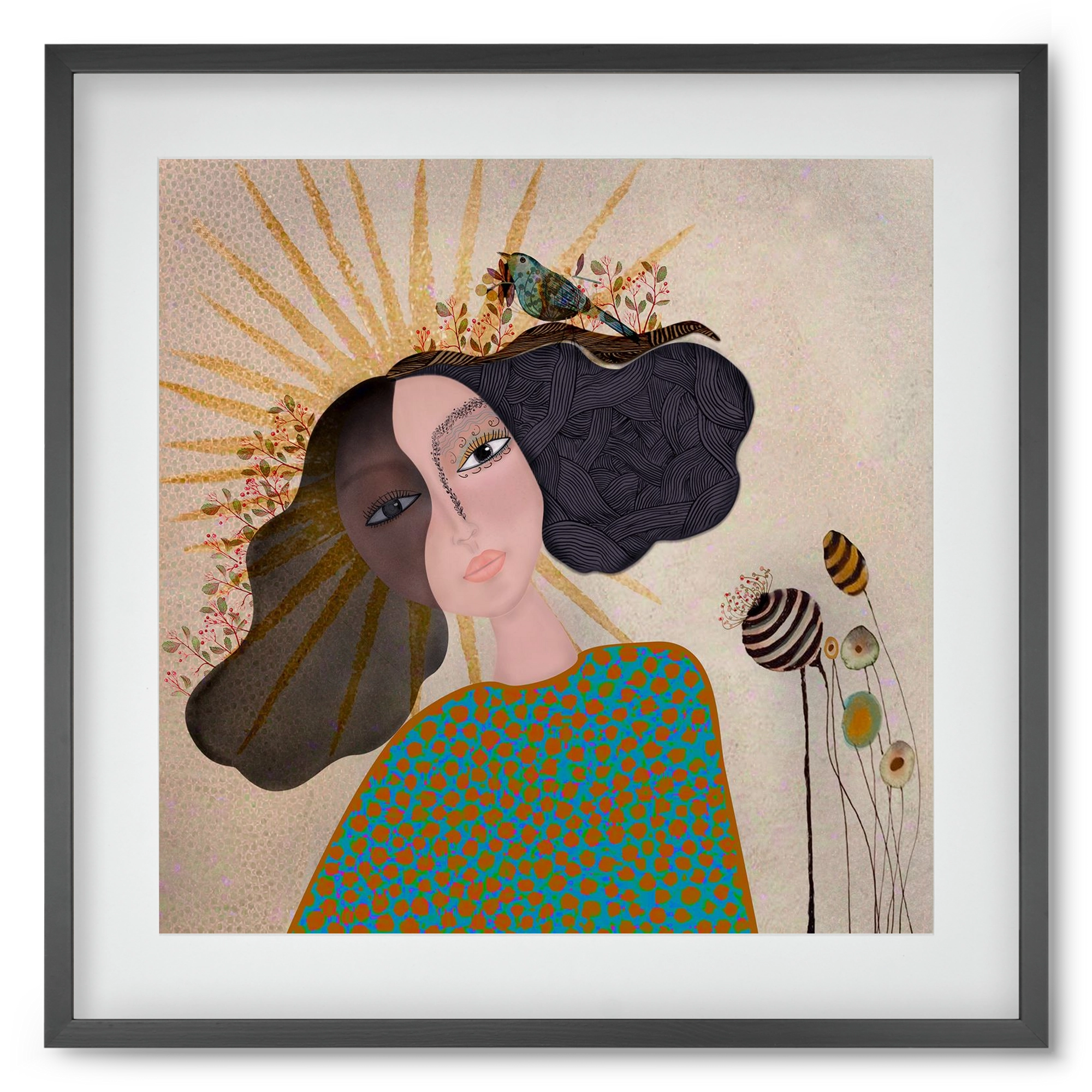 Meadow Girl, 50x50 cm (40x40 cm), Fekete keret, paszpartuval