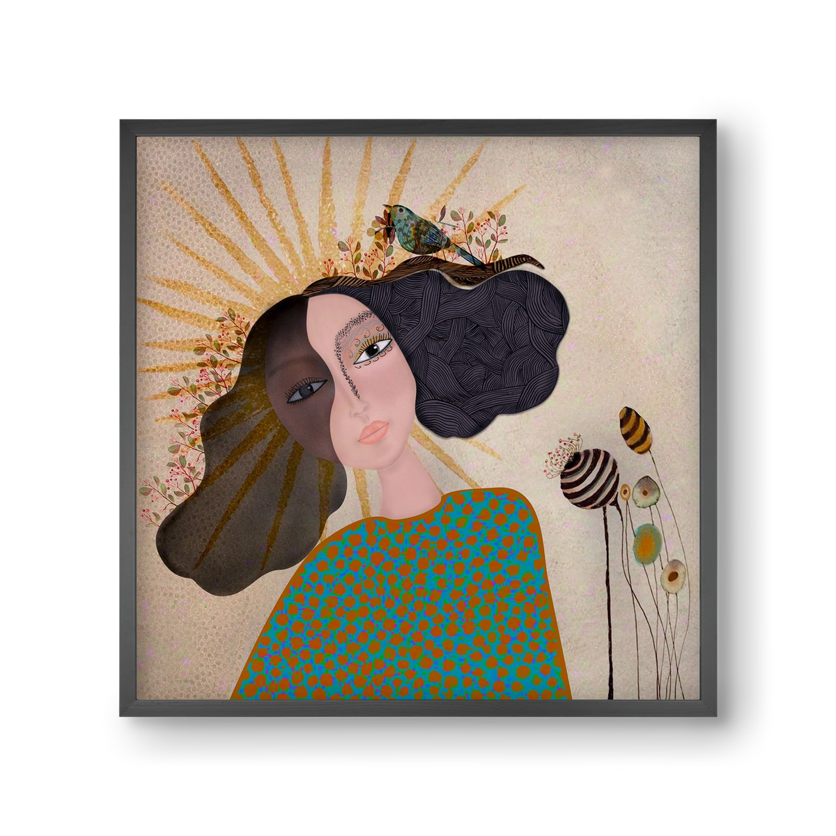 Meadow Girl, 30x30 cm (30x30 cm), Fekete keret