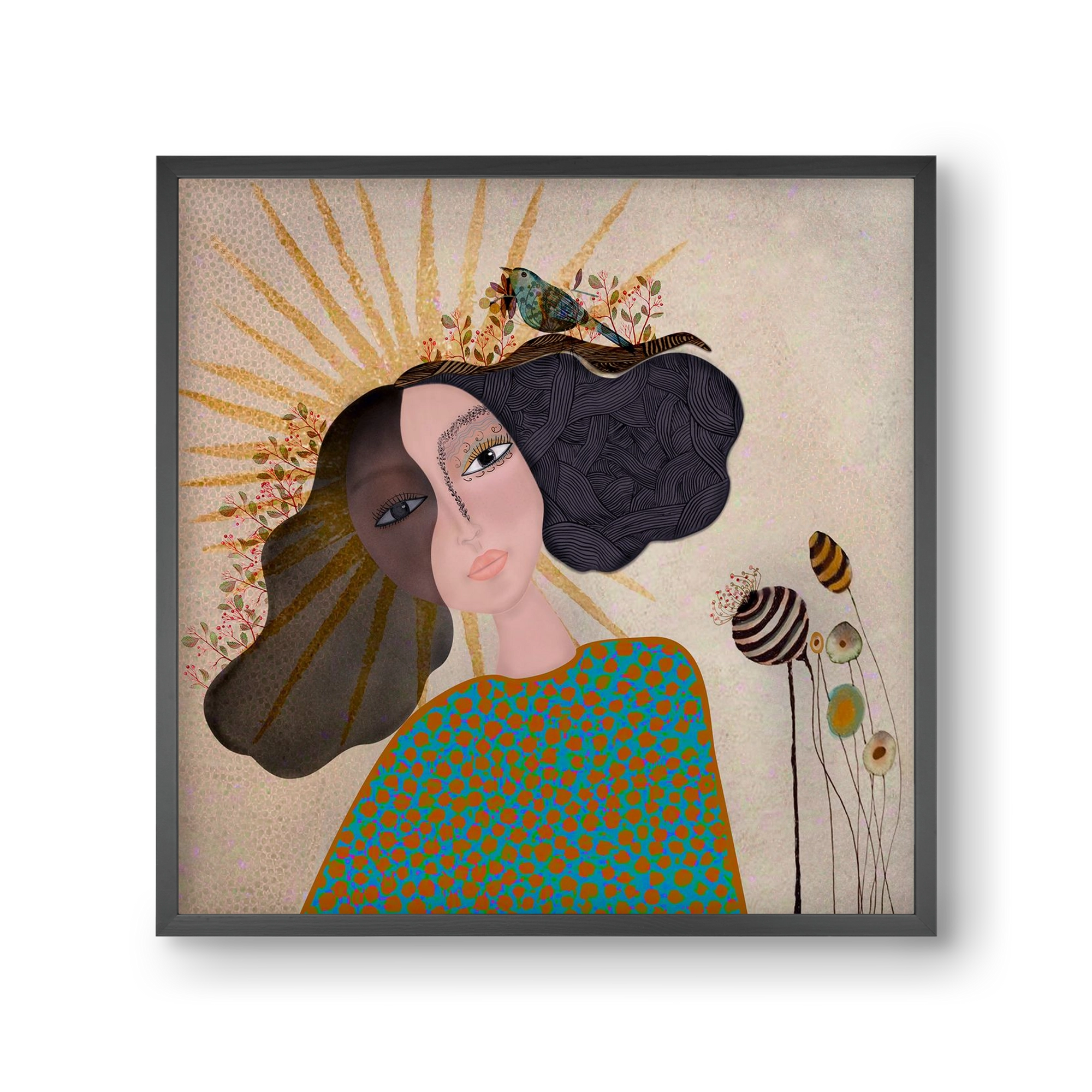 Meadow Girl, 30x30 cm (30x30 cm), Fekete keret