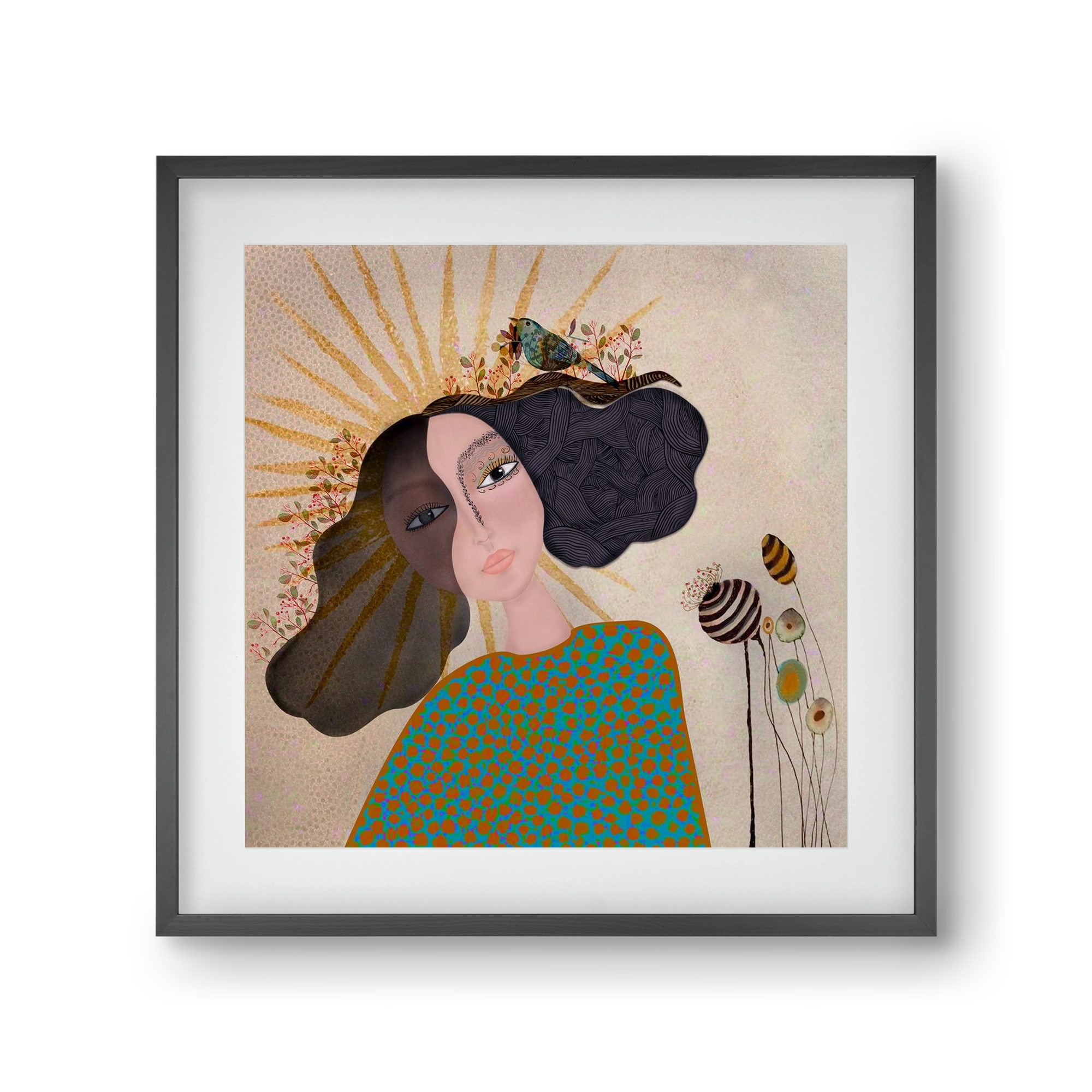 Meadow Girl, 30x30 cm (20x20 cm), Fekete keret, paszpartuval