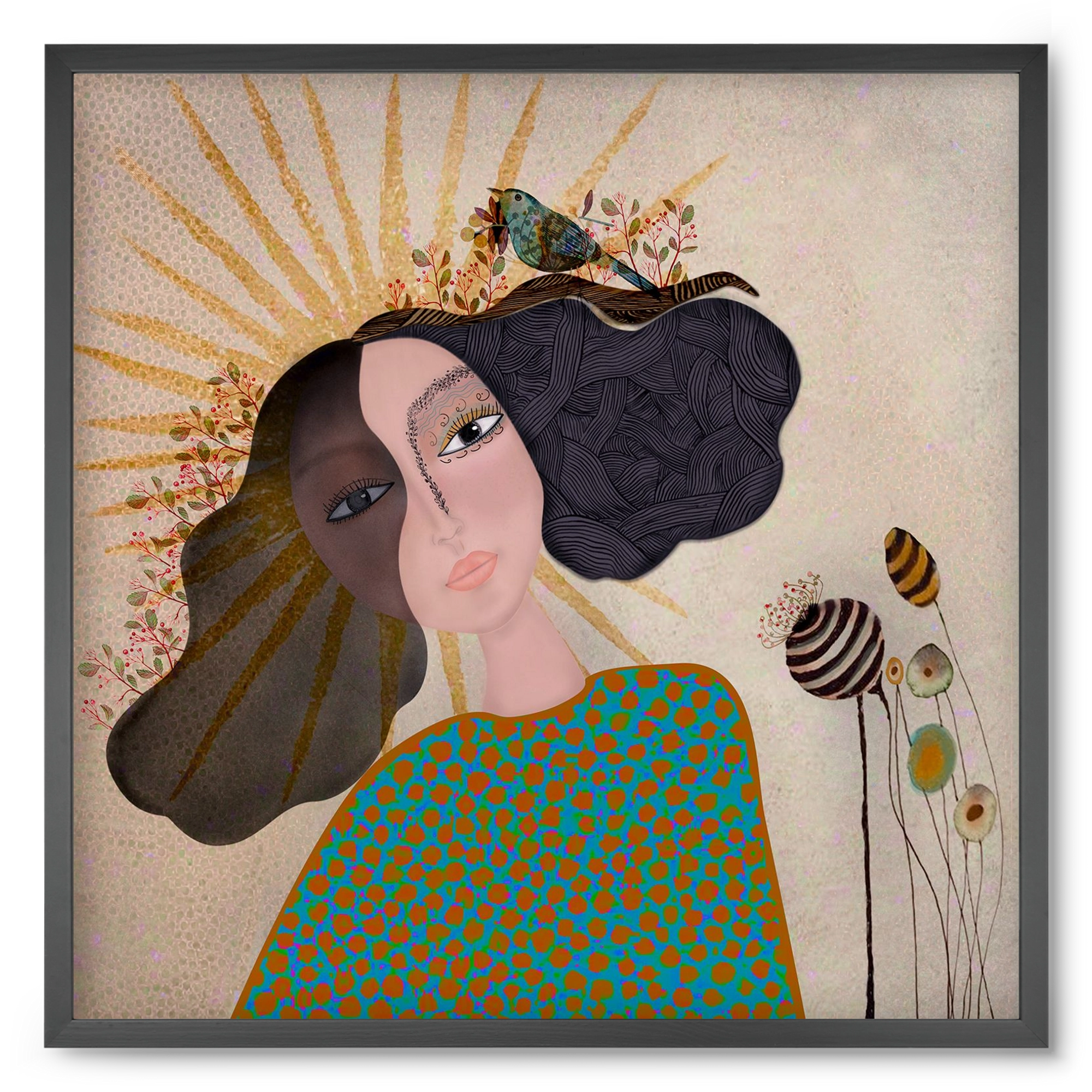 Meadow Girl, 50x50 cm (50x50 cm), Fekete keret