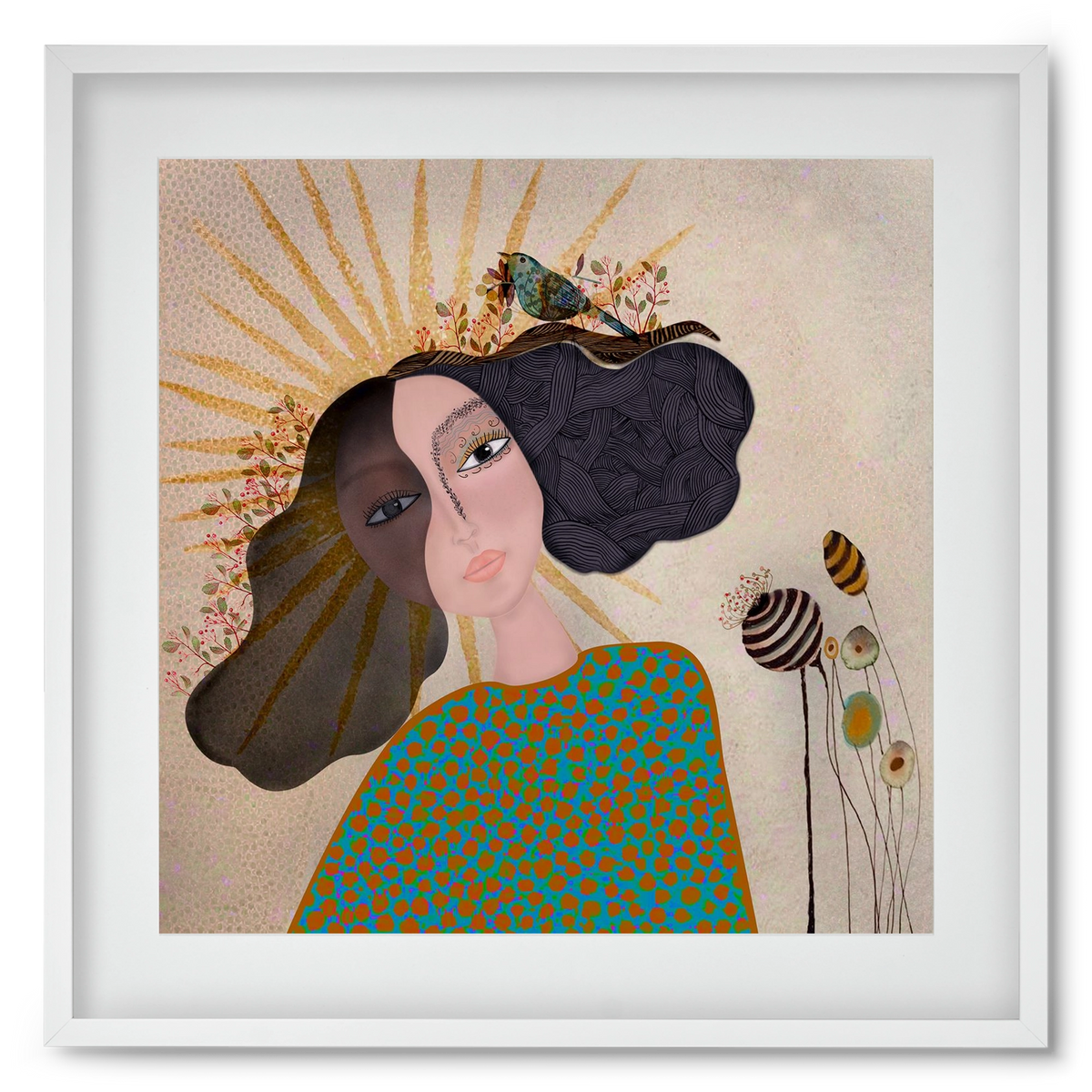 Meadow Girl, 50x50 cm (40x40 cm), Fehér keret, paszpartuval