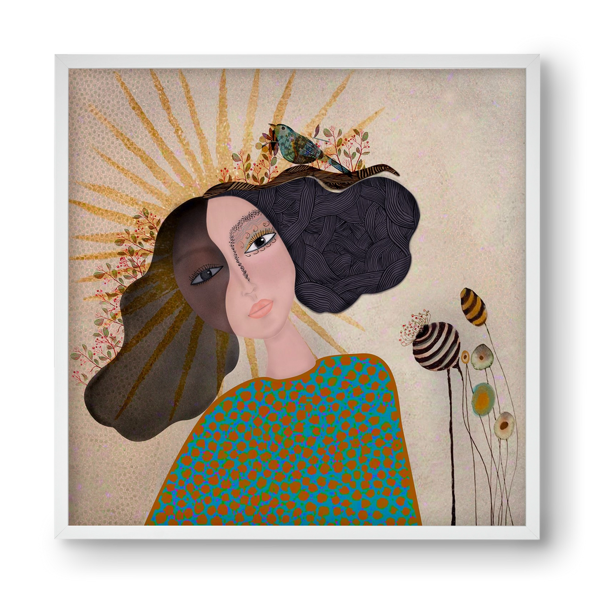 Meadow Girl, 40x40 cm (40x40 cm), Fehér keret