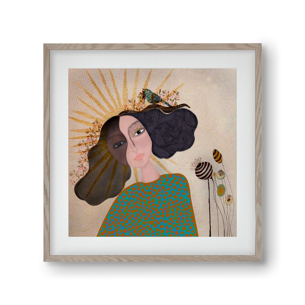 Meadow Girl, 30x30 cm (20x20 cm), Tölgy keret, paszpartuval
