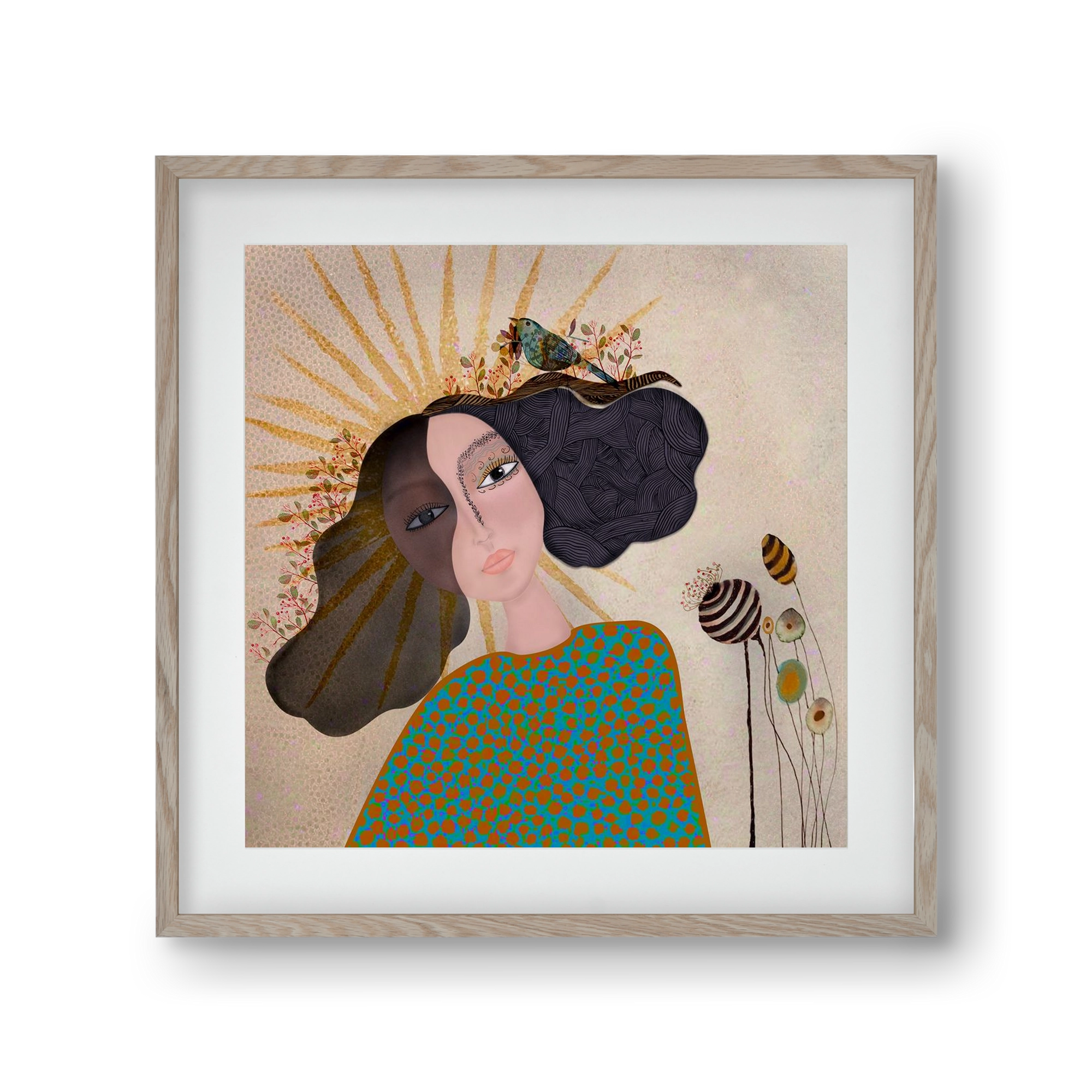 Meadow Girl, 30x30 cm (20x20 cm), Tölgy keret, paszpartuval
