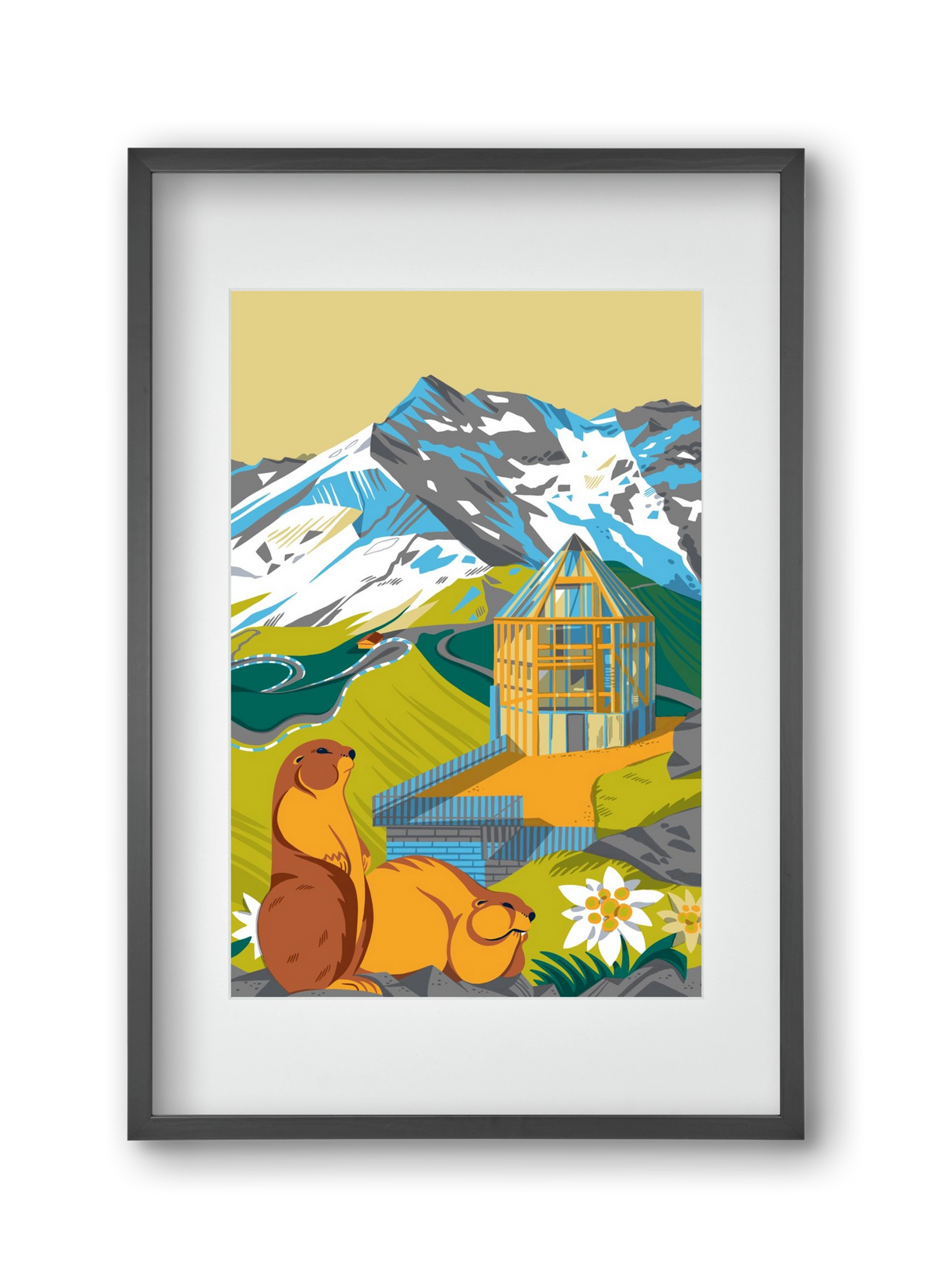 Großglockner, 30x45 cm (20x30 cm), Fekete keret, paszpartuval