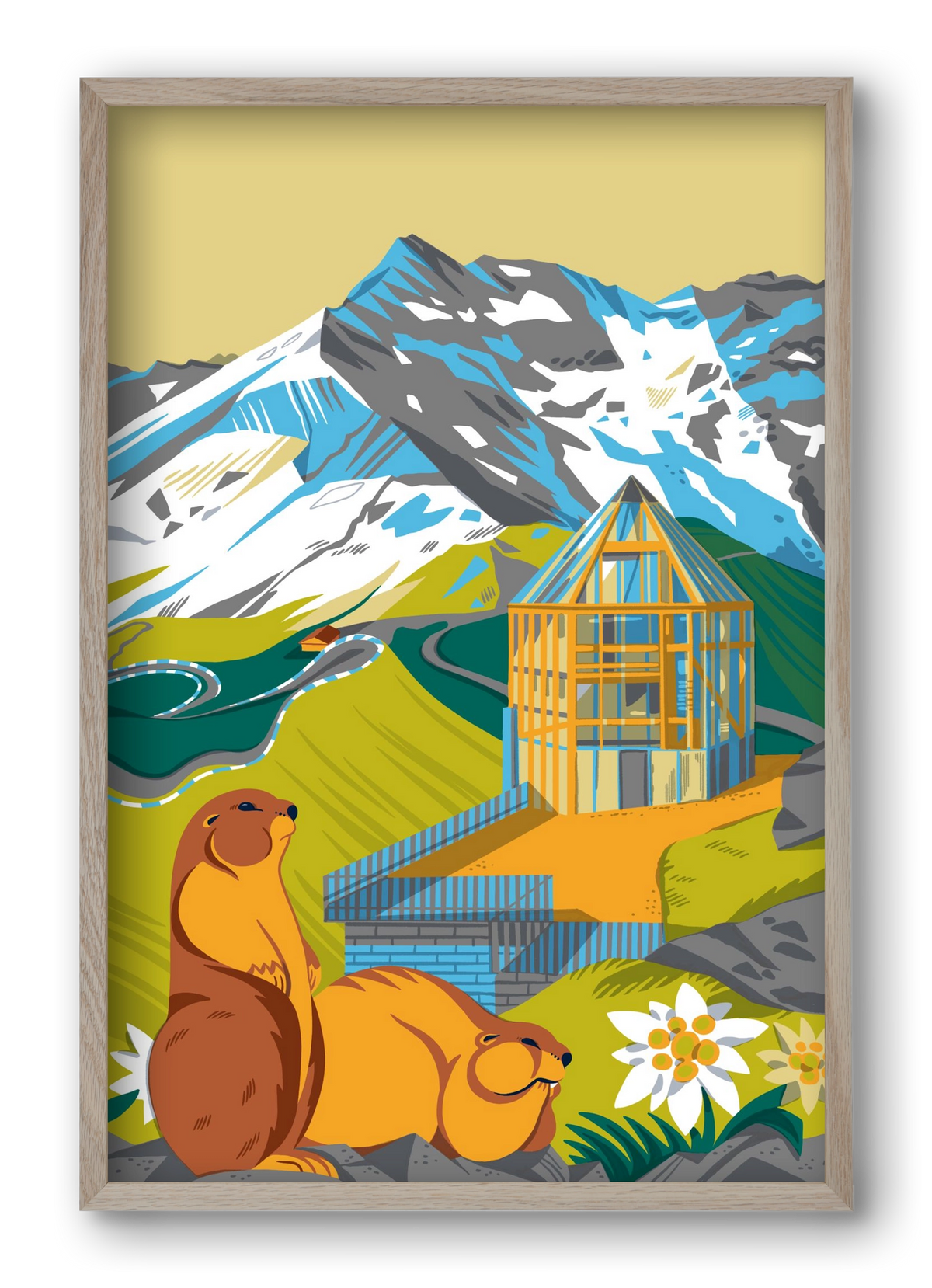 Großglockner, 40x60 cm (40x60 cm), Tölgy keret