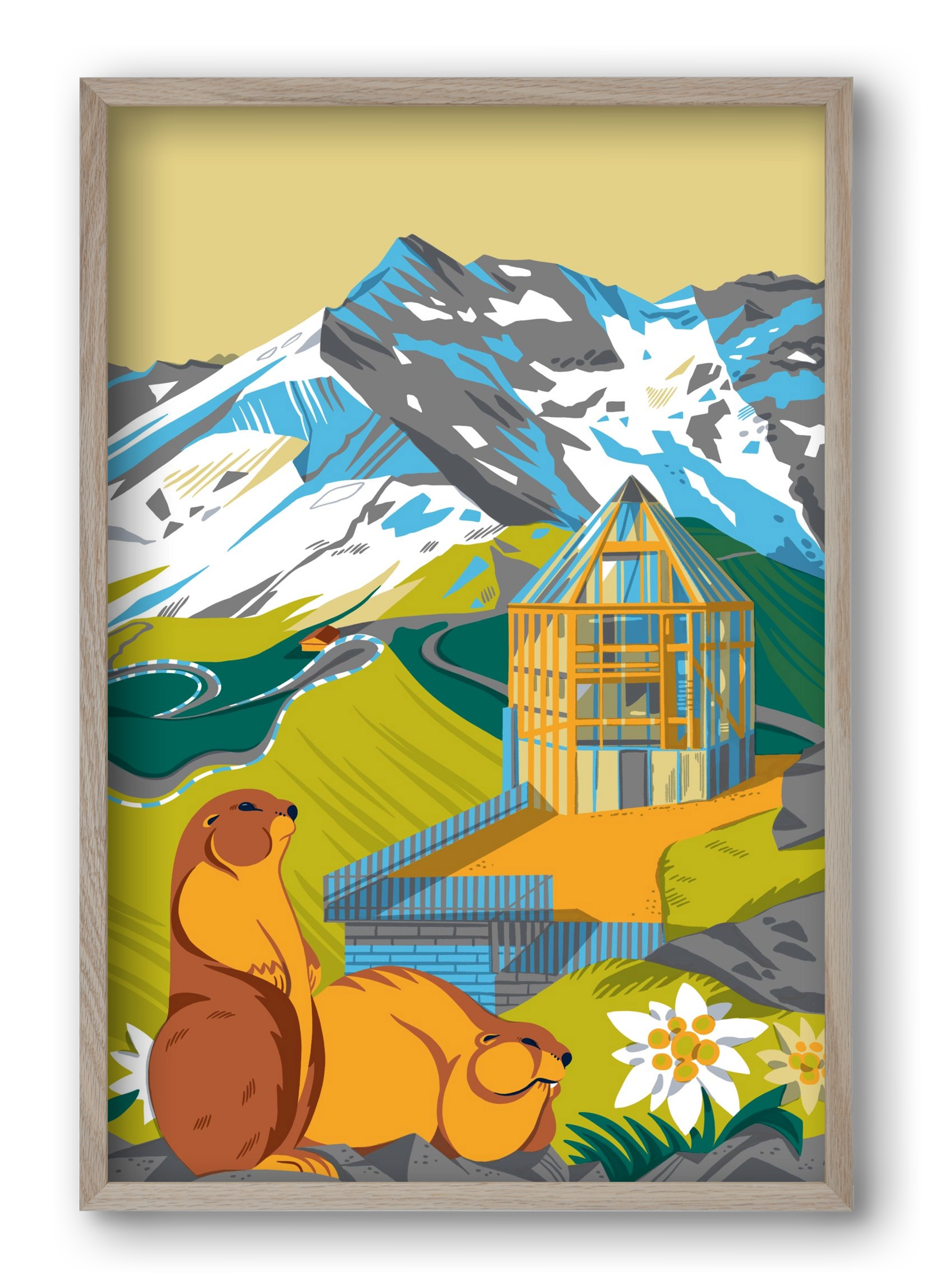 Großglockner, 40x60 cm (40x60 cm), Tölgy keret