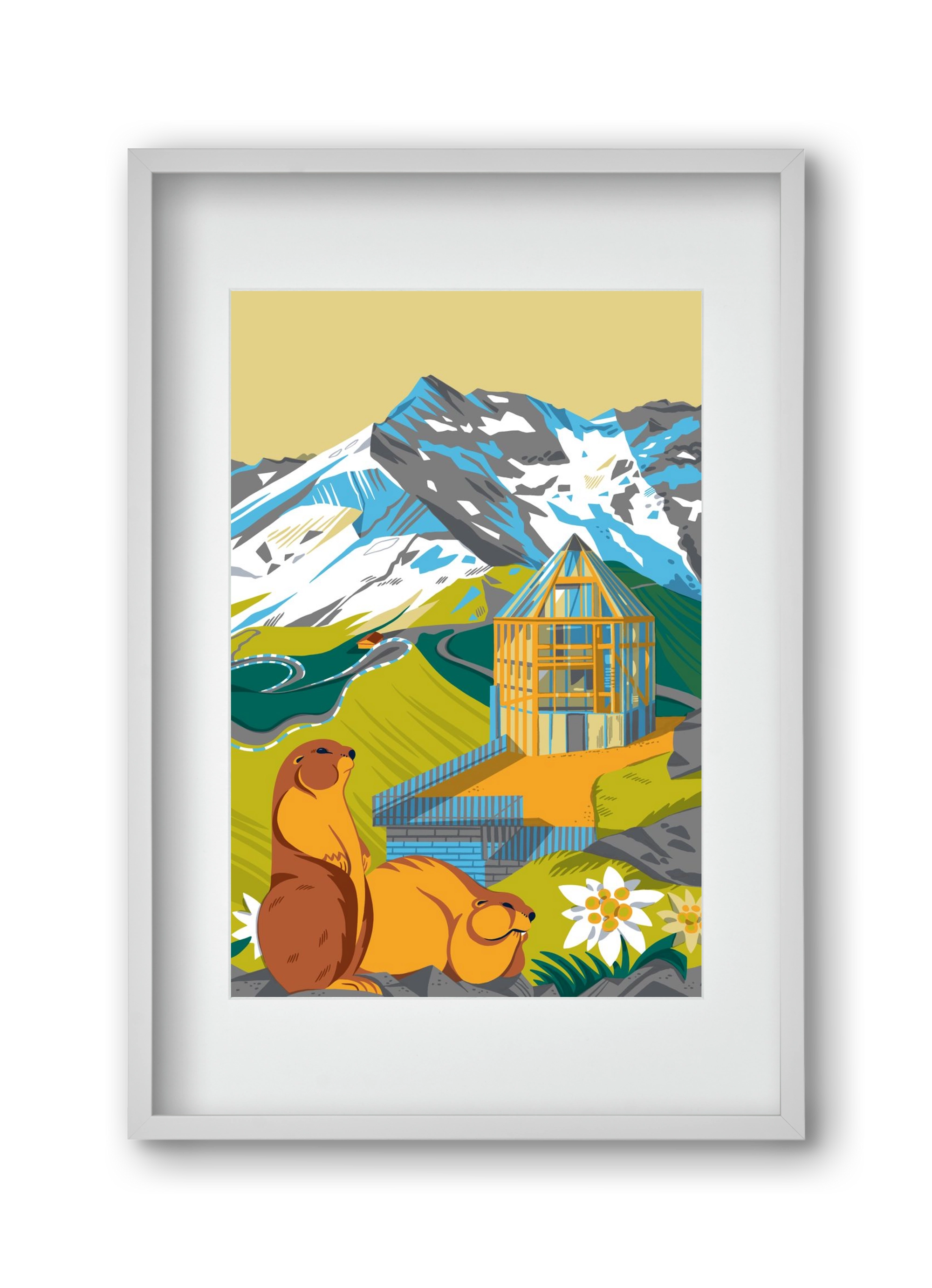 Großglockner, 30x45 cm (20x30 cm), Fehér keret, paszpartuval