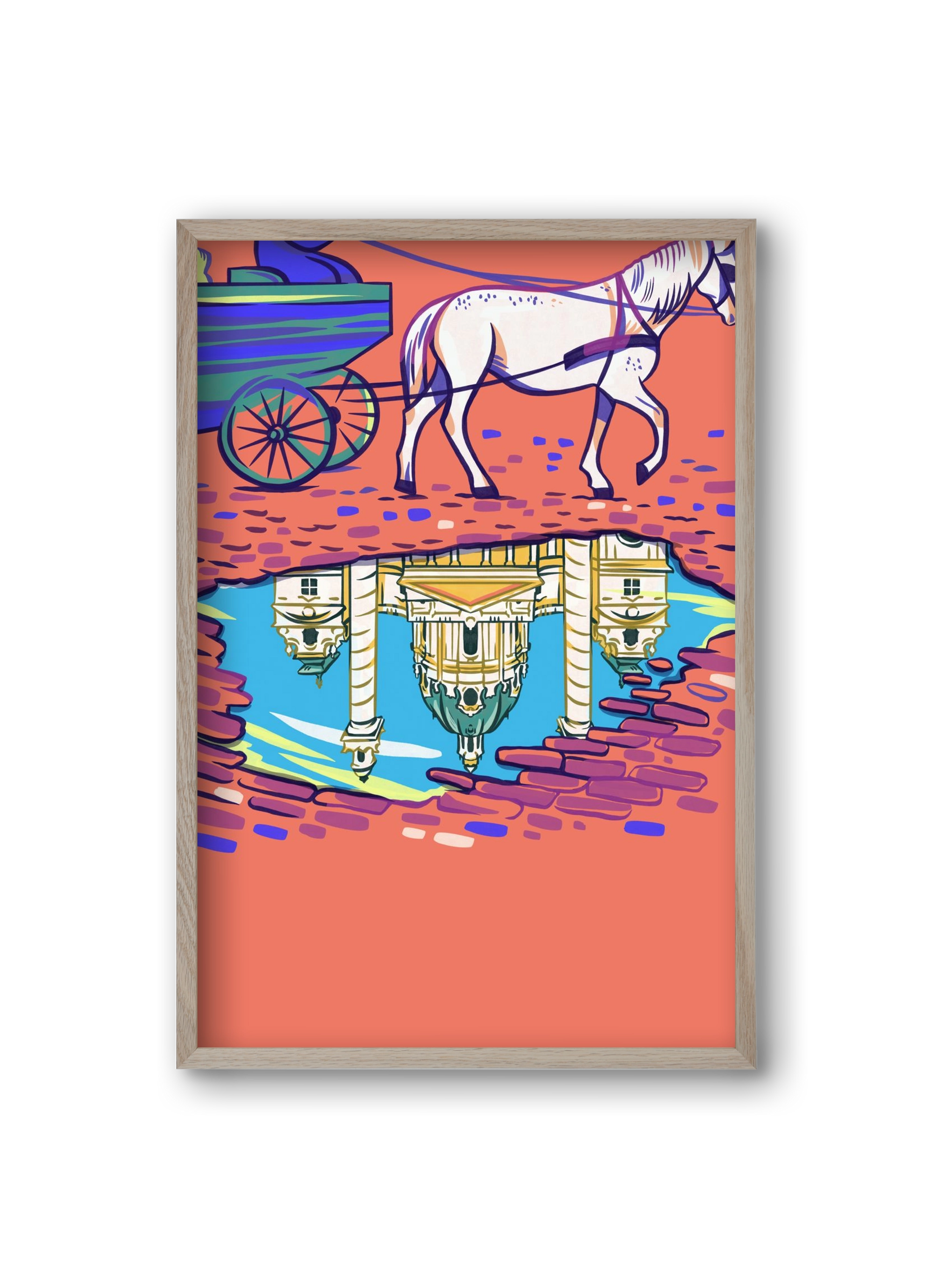 Karlskirsche - Wien, 20x30 cm (20x30 cm), Tölgy keret