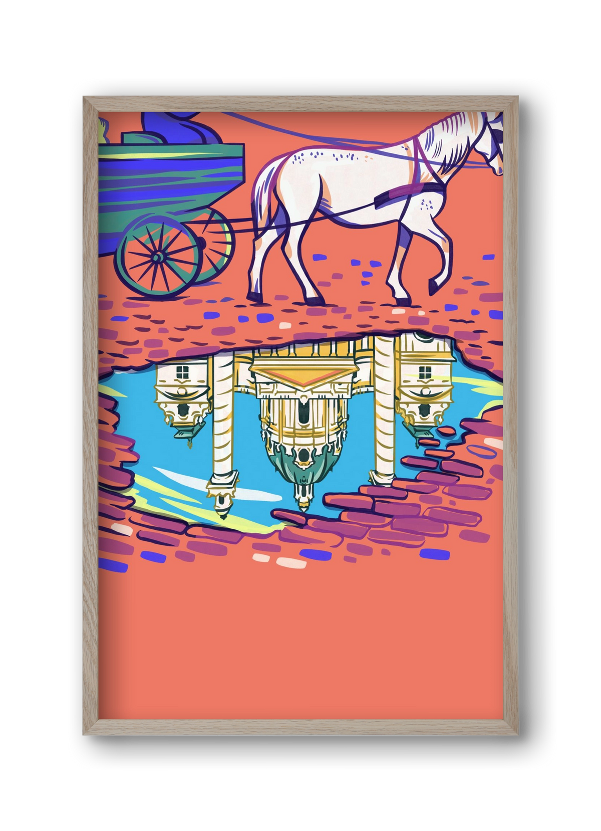 Karlskirsche - Wien, 30x45 cm (30x45 cm), Tölgy keret