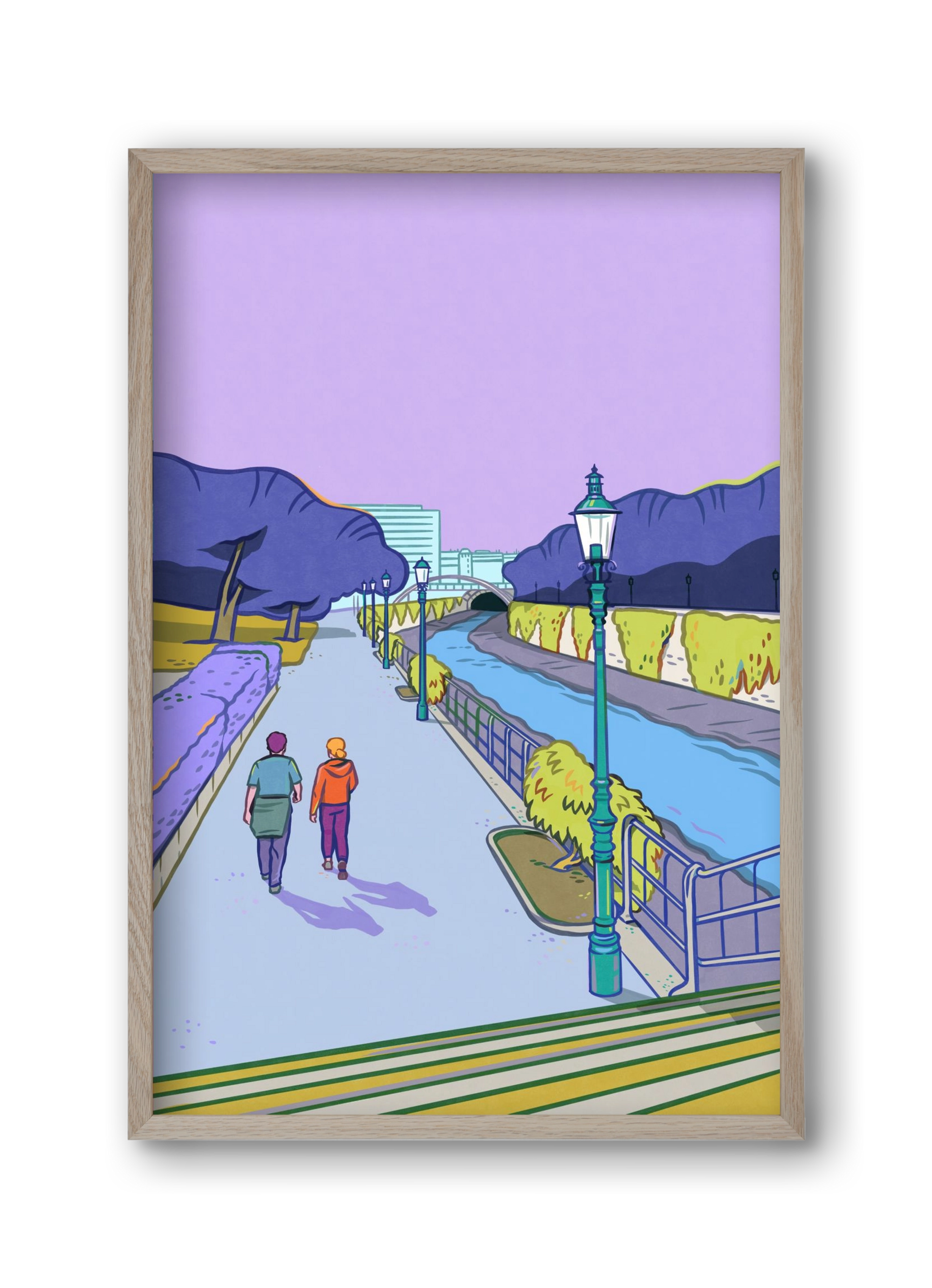 Stadtpark - Wien, 30x45 cm (30x45 cm), Tölgy keret