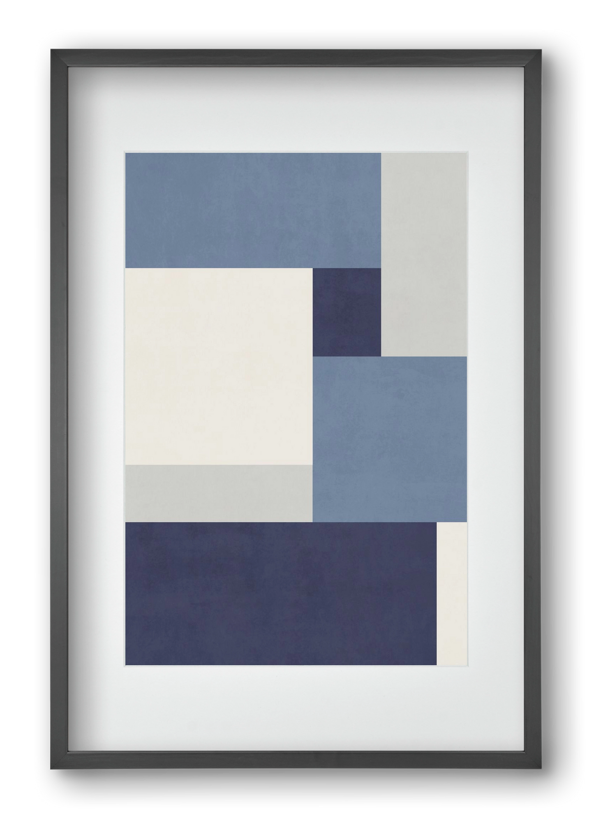 Composition of Geometric Shapes - Blue01, 40x60 cm (30x45 cm), Fekete keret, paszpartuval