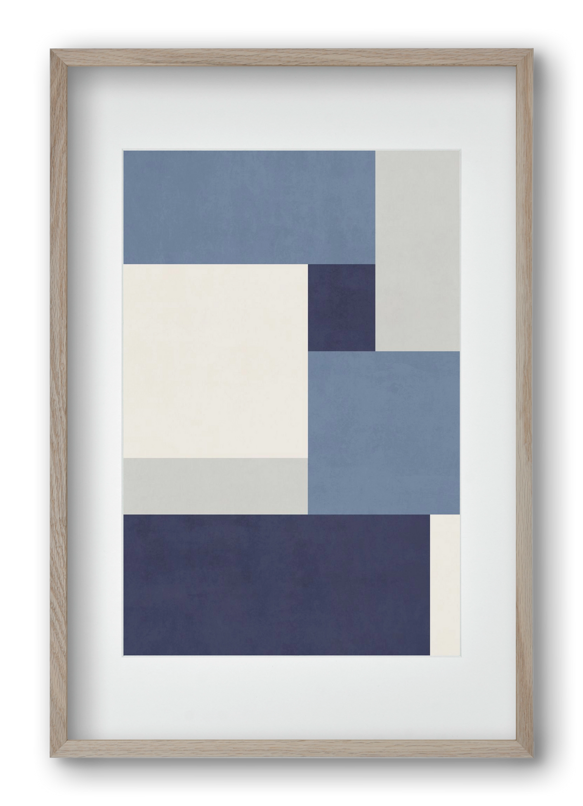 Composition of Geometric Shapes - Blue01, 40x60 cm (30x45 cm), Tölgy keret, paszpartuval