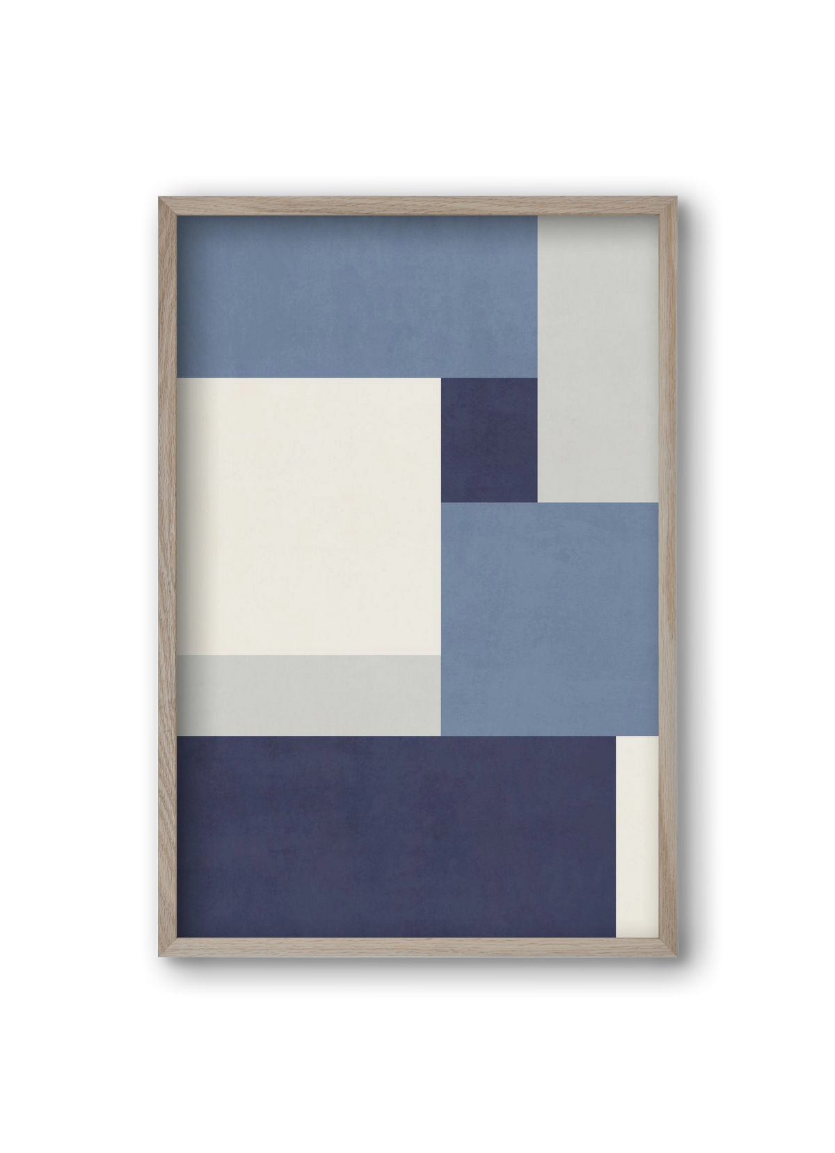 Composition of Geometric Shapes - Blue01, 20x30 cm (20x30 cm), Tölgy keret