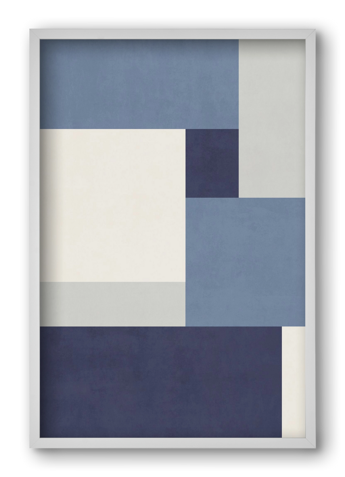 Composition of Geometric Shapes - Blue01, 40x60 cm (40x60 cm), Fehér keret