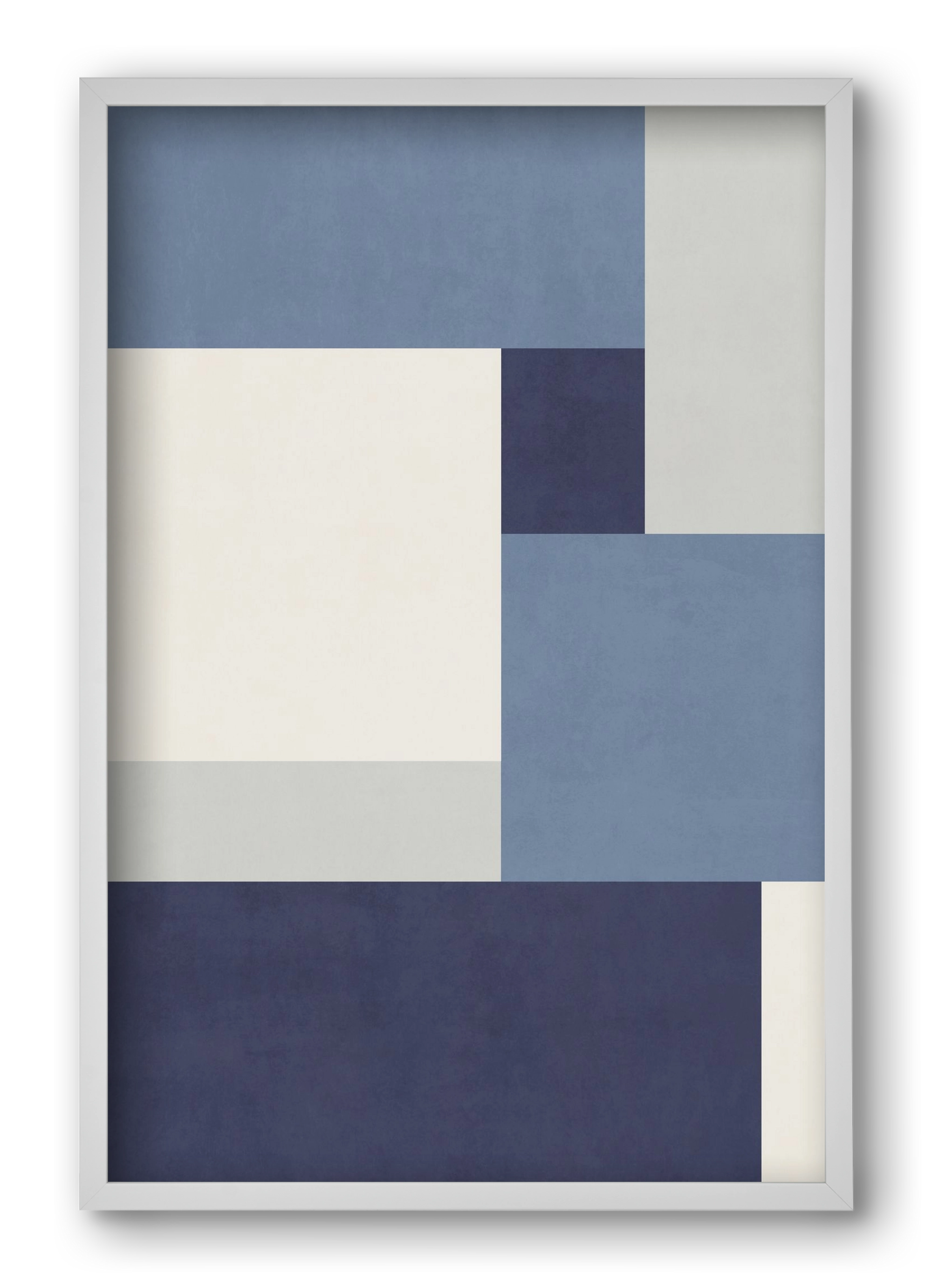 Composition of Geometric Shapes - Blue01, 40x60 cm (40x60 cm), Fehér keret