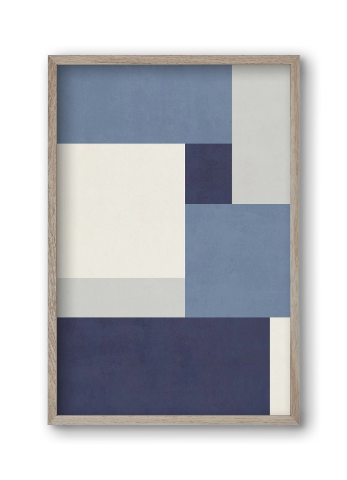 Composition of Geometric Shapes - Blue01, 30x45 cm (30x45 cm), Tölgy keret